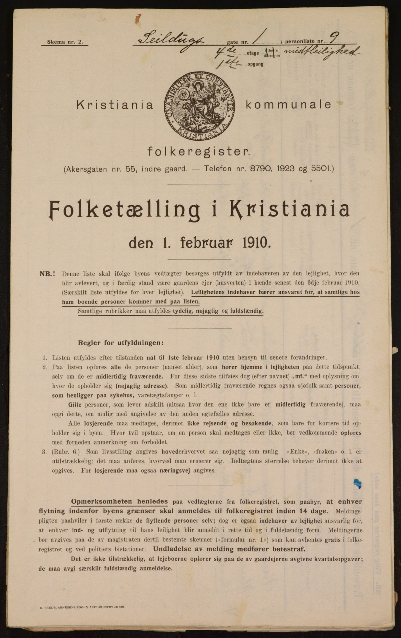 OBA, Municipal Census 1910 for Kristiania, 1910, p. 89608