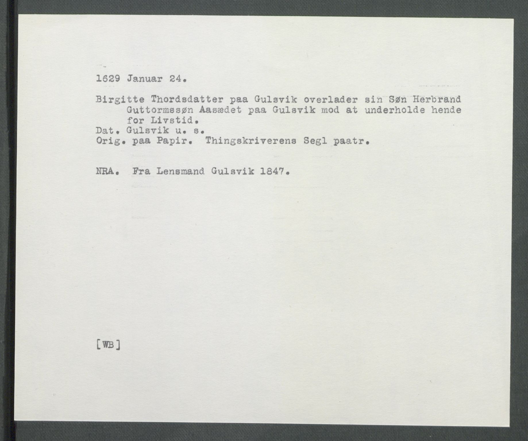 Riksarkivets diplomsamling, AV/RA-EA-5965/F02/L0138: Dokumenter, 1629, p. 7
