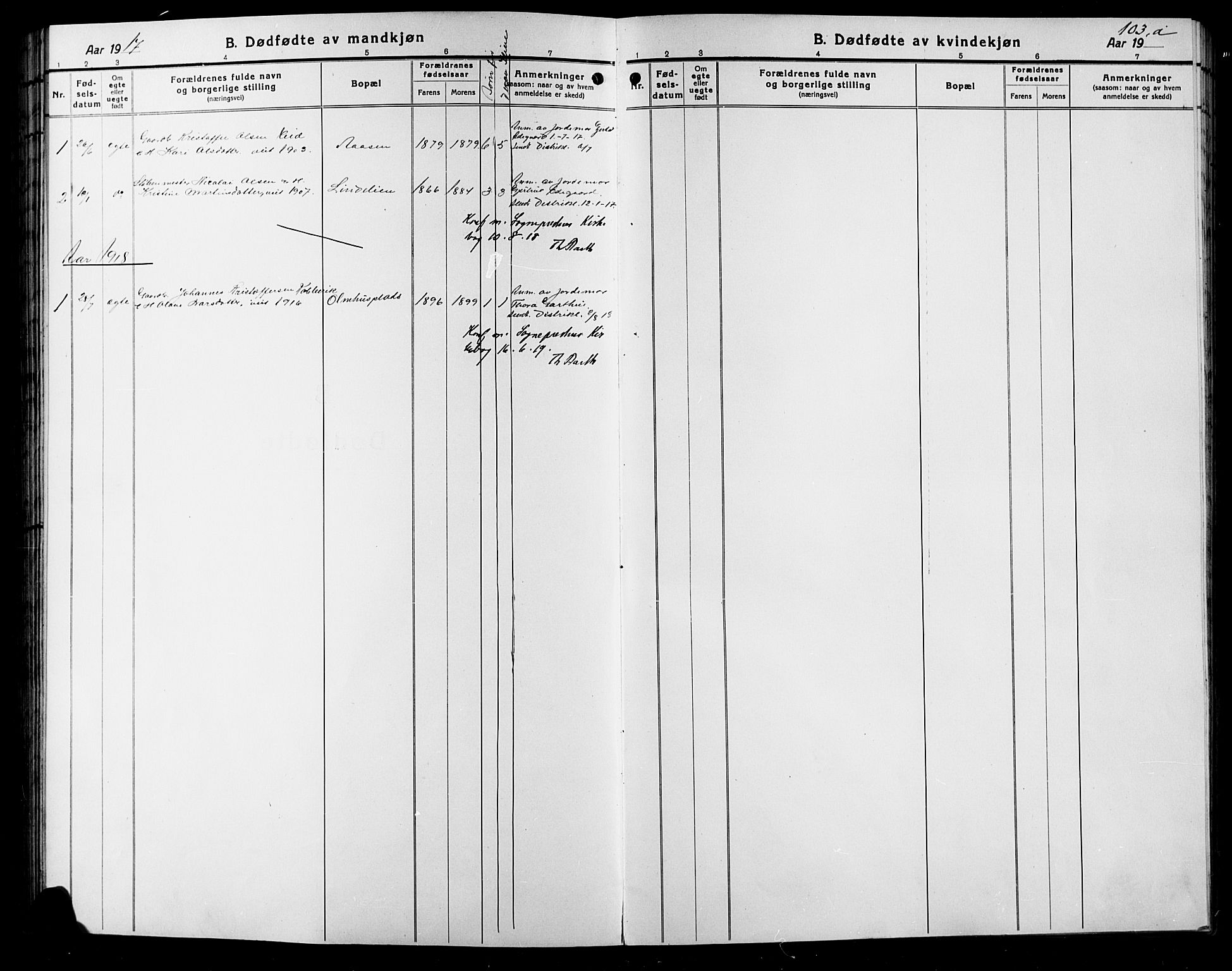 Sør-Aurdal prestekontor, SAH/PREST-128/H/Ha/Hab/L0009: Parish register (copy) no. 9, 1894-1924, p. 103b