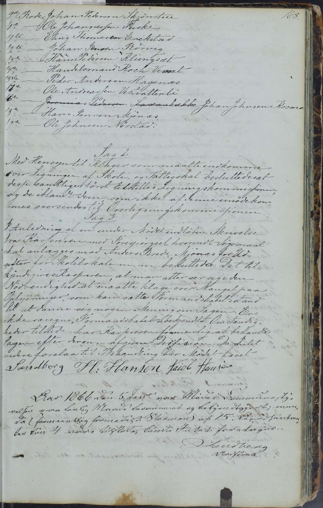 Skjerstad kommune. Formannskap, AIN/K-18421.150/100/L0001: Møtebok for Skjerstad formannskap, 1838-1876, p. 168