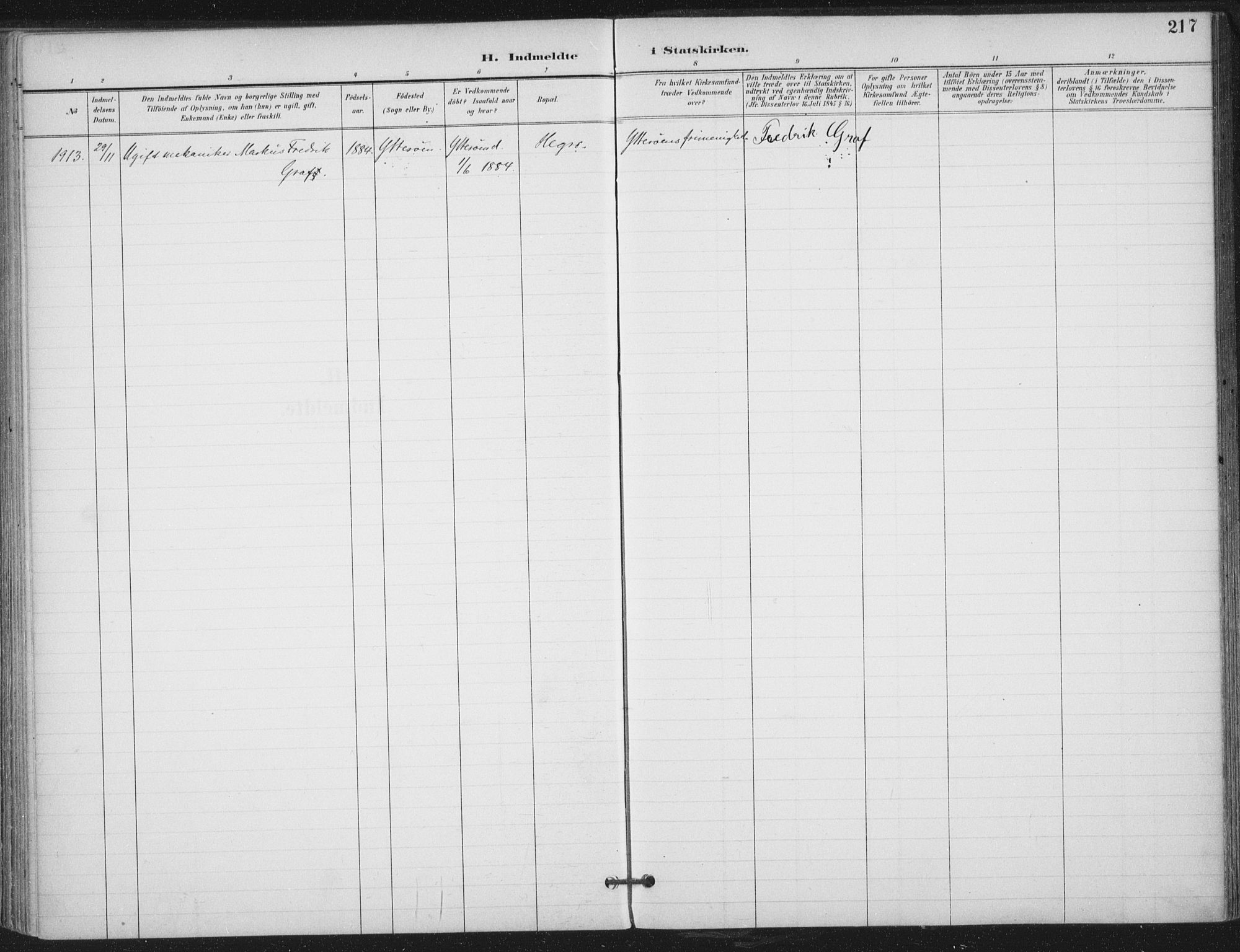 Ministerialprotokoller, klokkerbøker og fødselsregistre - Nord-Trøndelag, SAT/A-1458/703/L0031: Parish register (official) no. 703A04, 1893-1914, p. 217