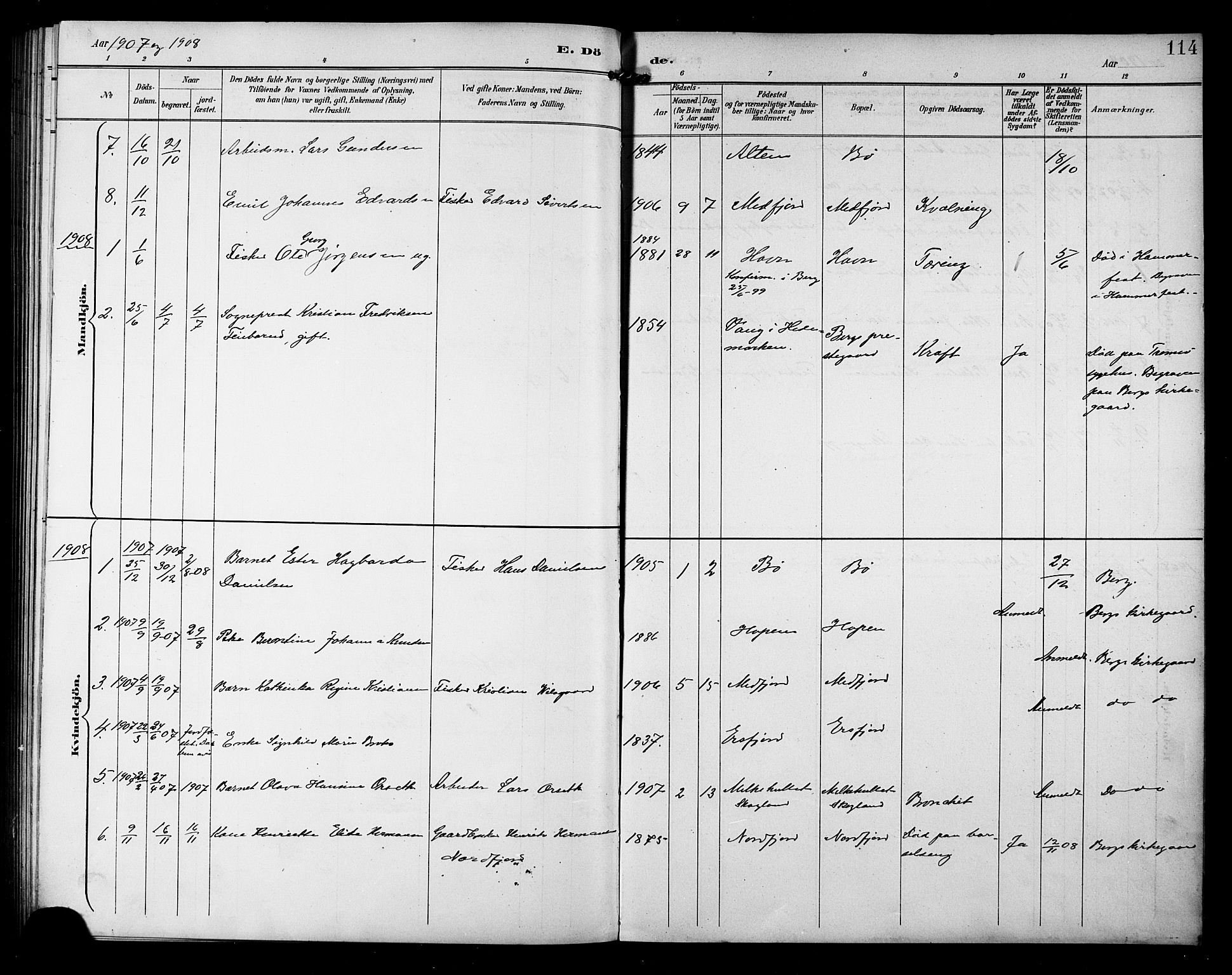 Berg sokneprestkontor, SATØ/S-1318/G/Ga/Gab/L0005klokker: Parish register (copy) no. 5, 1898-1911, p. 114