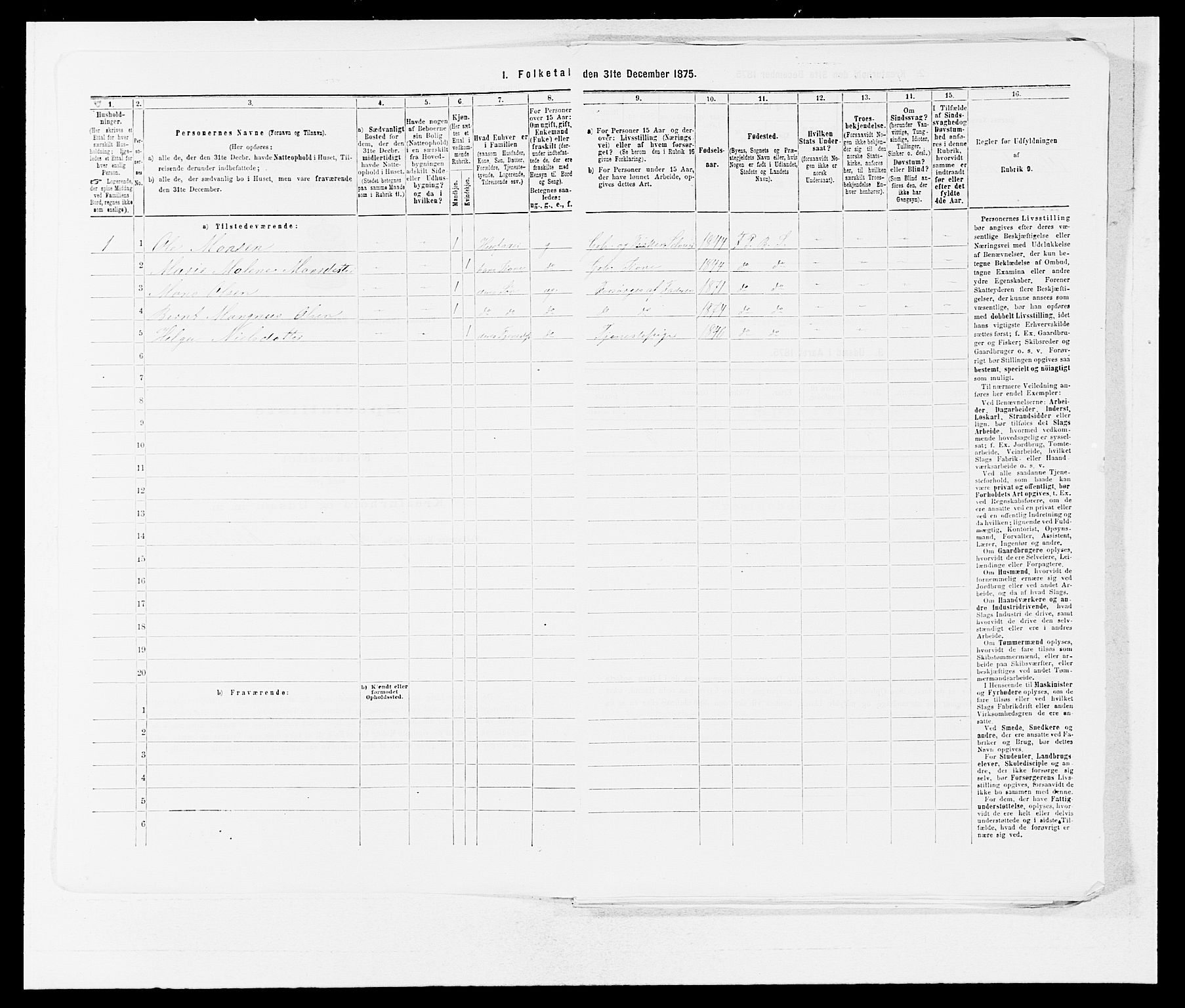 SAB, 1875 census for 1218P Finnås, 1875, p. 1297