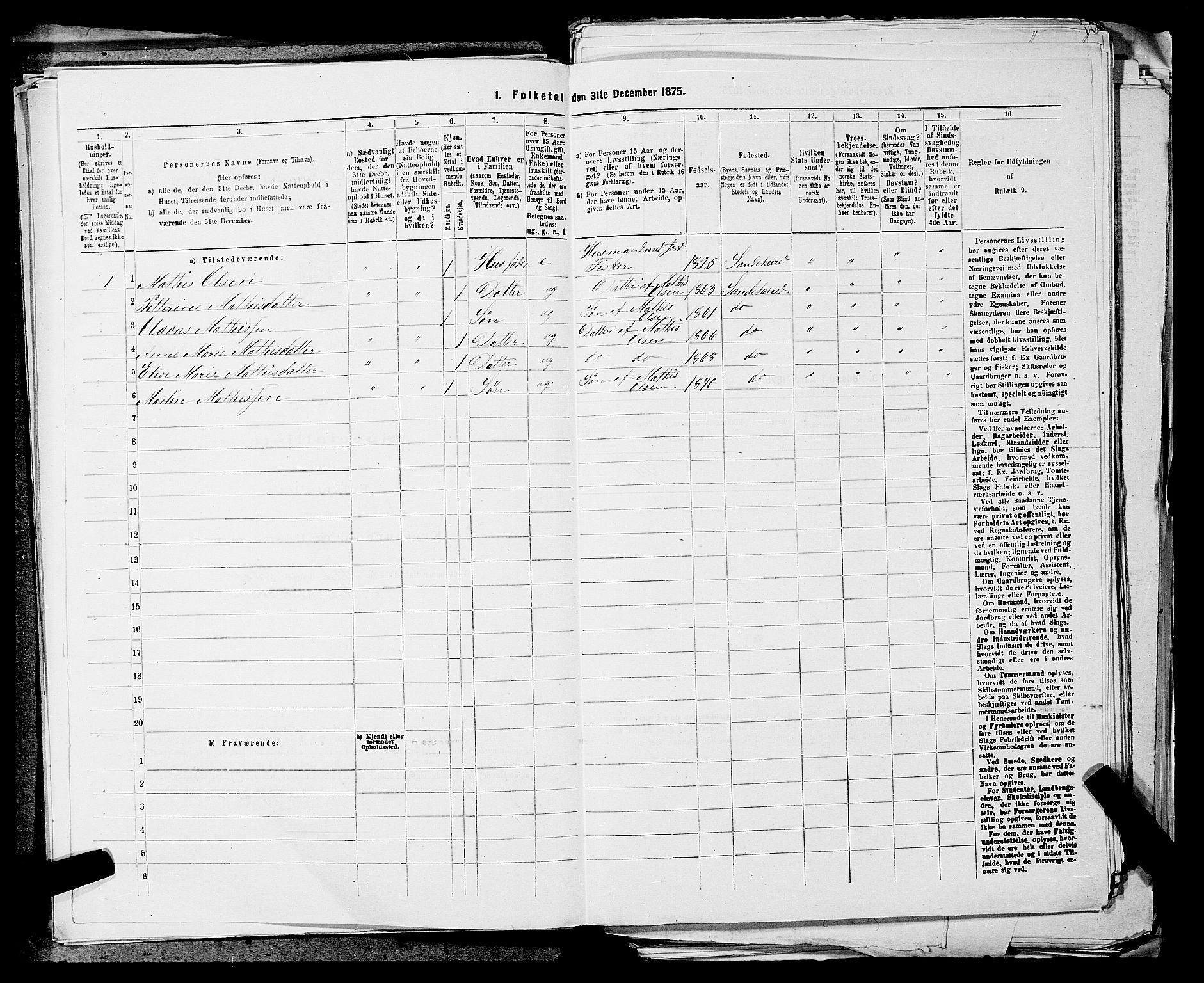 SAKO, 1875 census for 0724L Sandeherred/Sandeherred, 1875, p. 1057