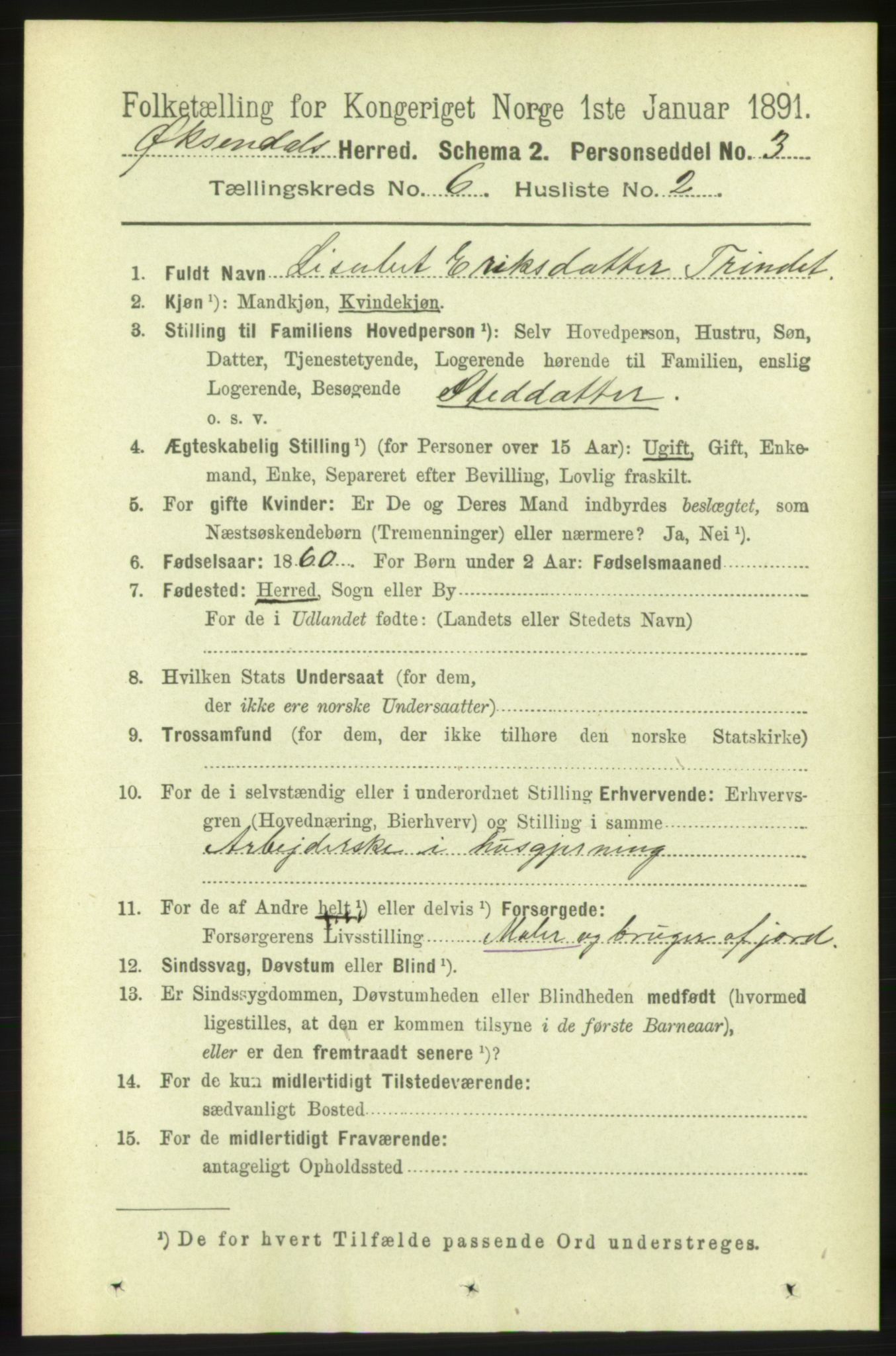 RA, 1891 census for 1561 Øksendal, 1891, p. 1236