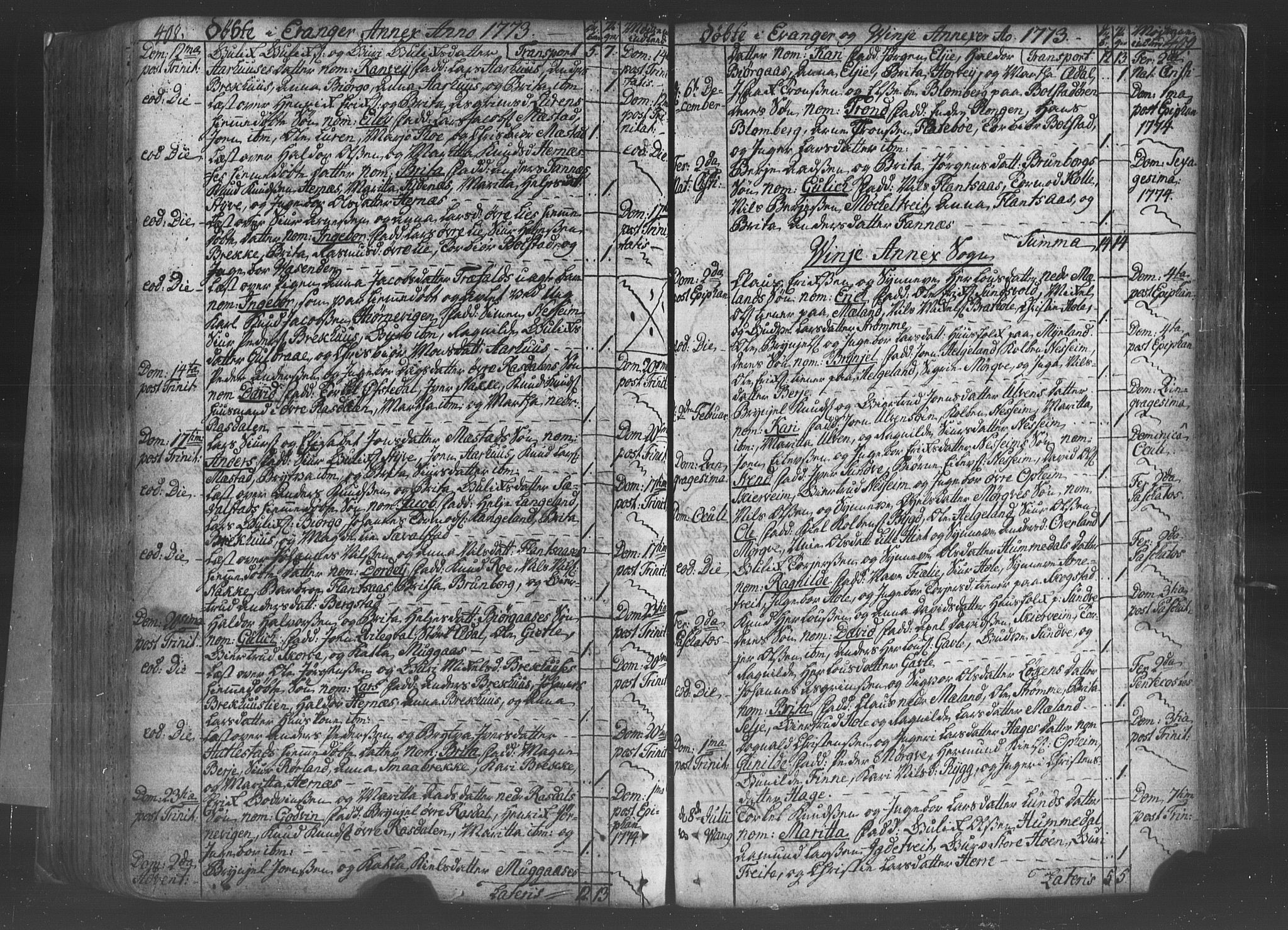 Voss sokneprestembete, AV/SAB-A-79001/H/Haa: Parish register (official) no. A 8, 1752-1780, p. 408-409