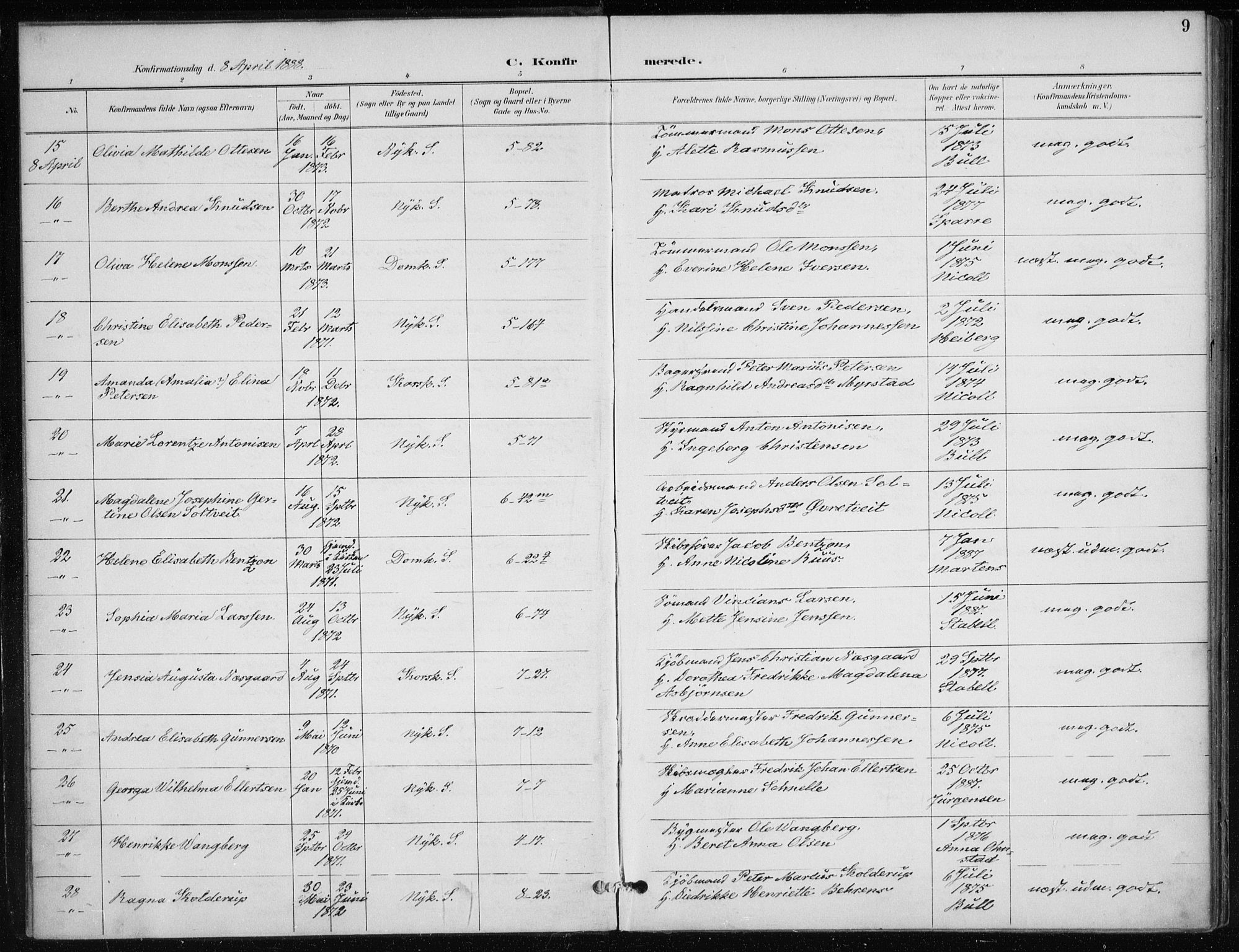Nykirken Sokneprestembete, AV/SAB-A-77101/H/Haa/L0028: Parish register (official) no. C 7, 1887-1913, p. 9