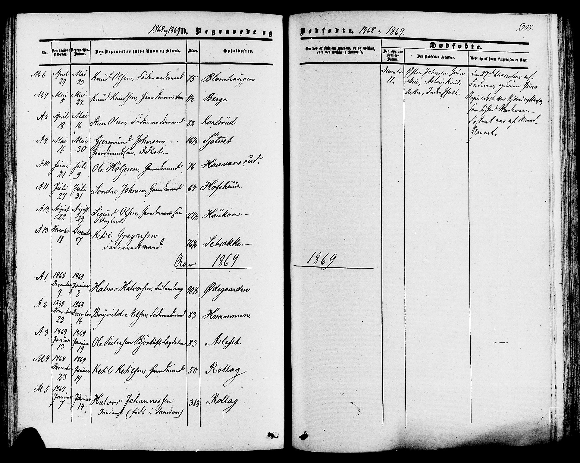 Tinn kirkebøker, SAKO/A-308/F/Fa/L0006: Parish register (official) no. I 6, 1857-1878, p. 308