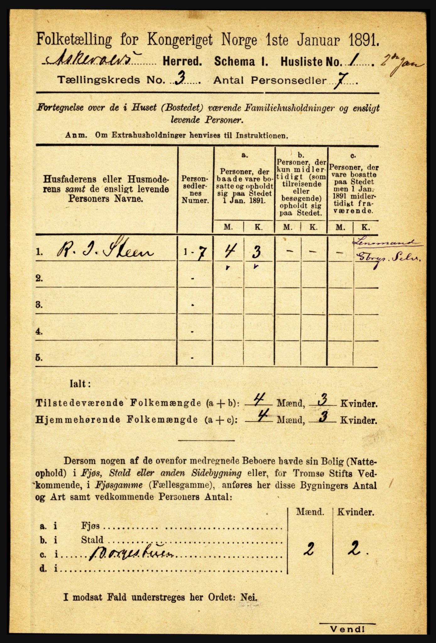 RA, 1891 census for 1428 Askvoll, 1891, p. 721