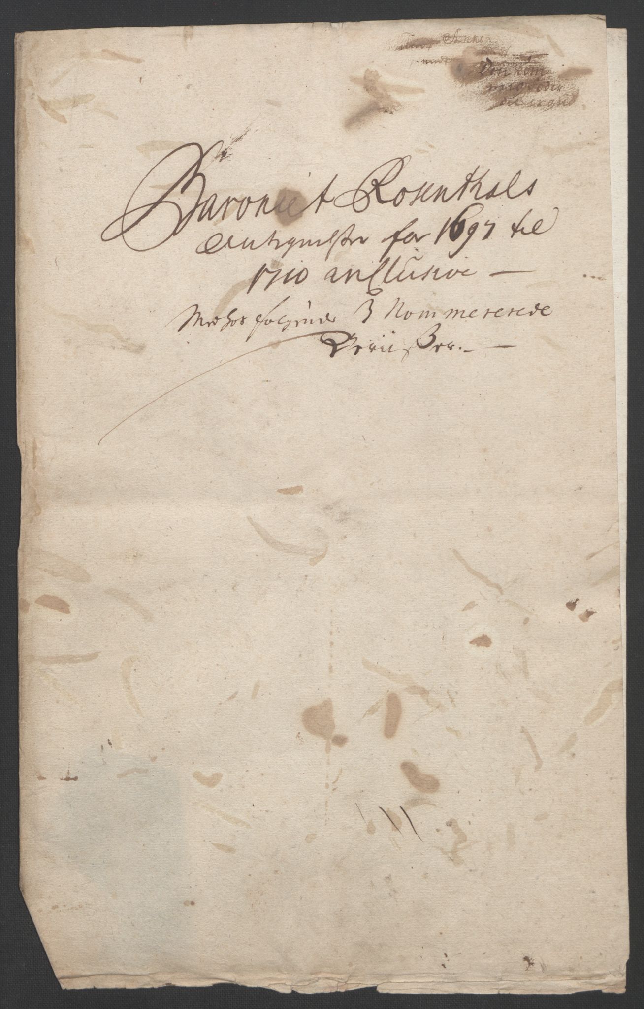 Rentekammeret inntil 1814, Reviderte regnskaper, Fogderegnskap, RA/EA-4092/R49/L3138: Fogderegnskap Rosendal Baroni, 1691-1714, p. 252