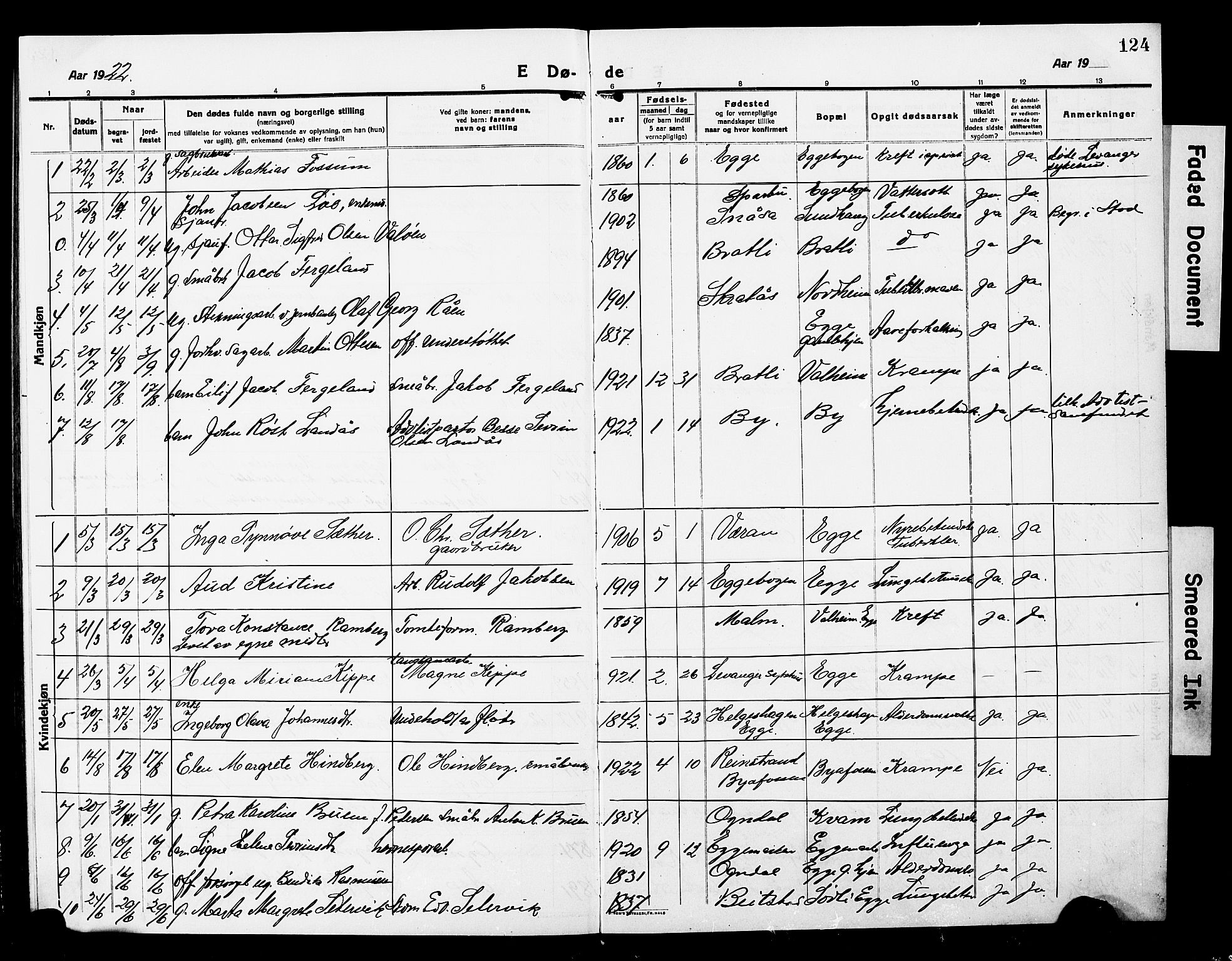 Ministerialprotokoller, klokkerbøker og fødselsregistre - Nord-Trøndelag, SAT/A-1458/740/L0382: Parish register (copy) no. 740C03, 1915-1927, p. 124