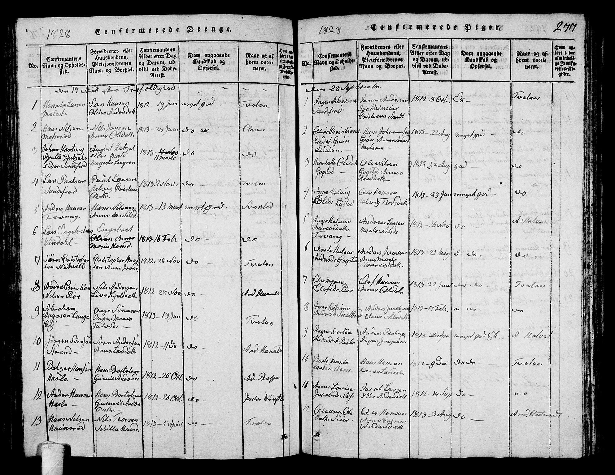 Sandar kirkebøker, AV/SAKO-A-243/G/Ga/L0001: Parish register (copy) no. 1, 1814-1835, p. 277