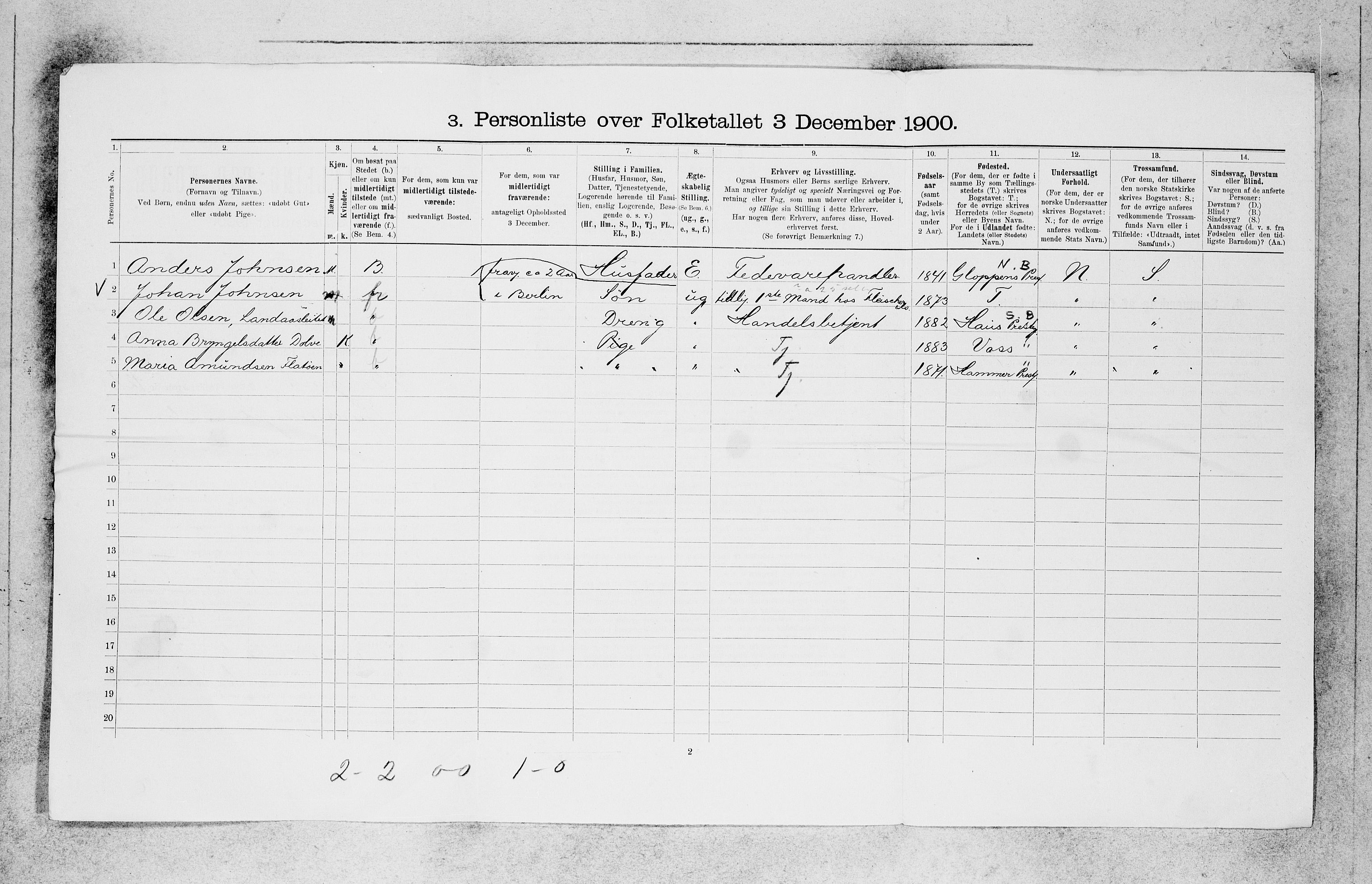 SAB, 1900 census for Bergen, 1900, p. 25476