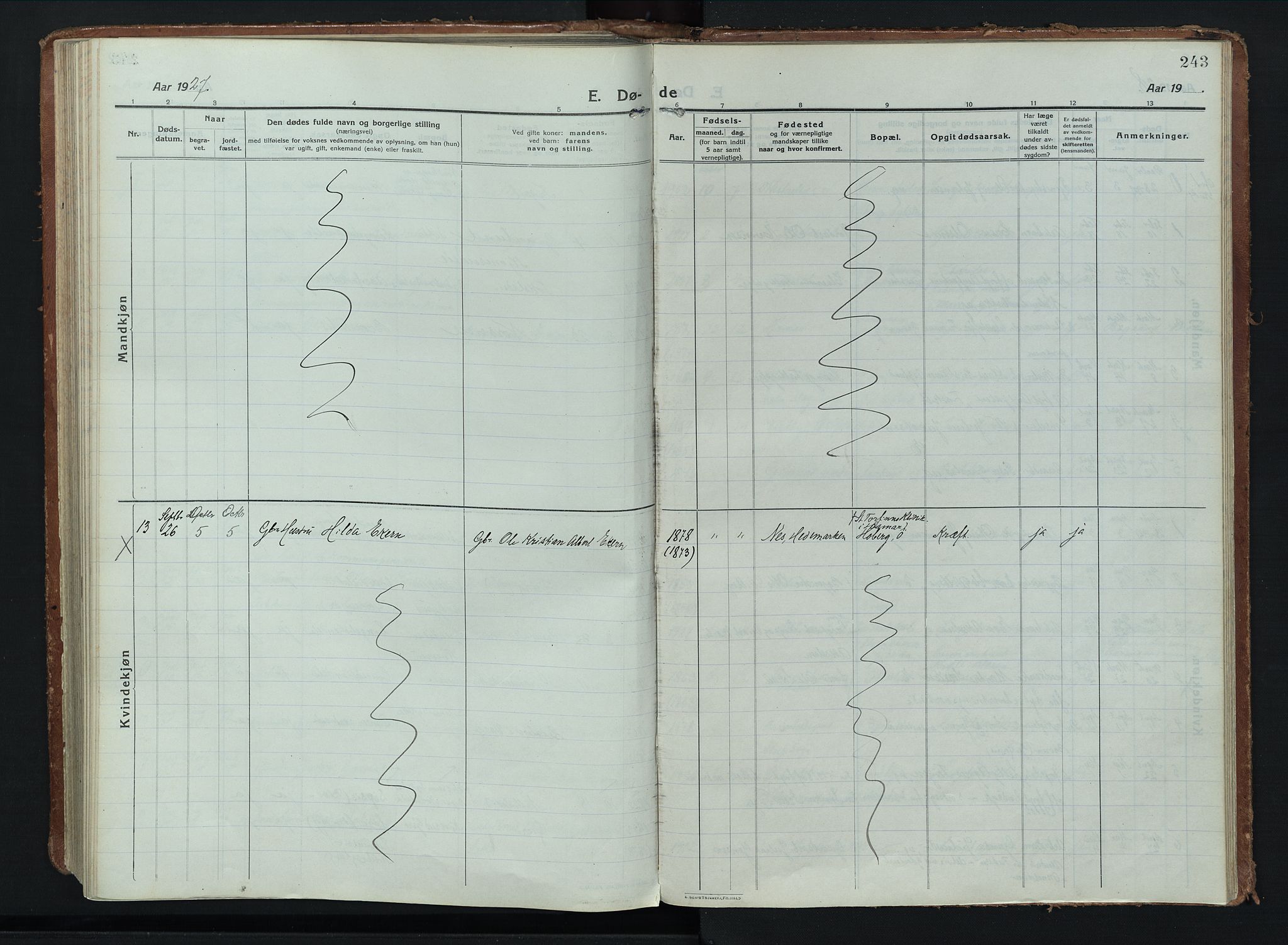 Stange prestekontor, AV/SAH-PREST-002/K/L0028: Parish register (official) no. 28, 1913-1932, p. 243