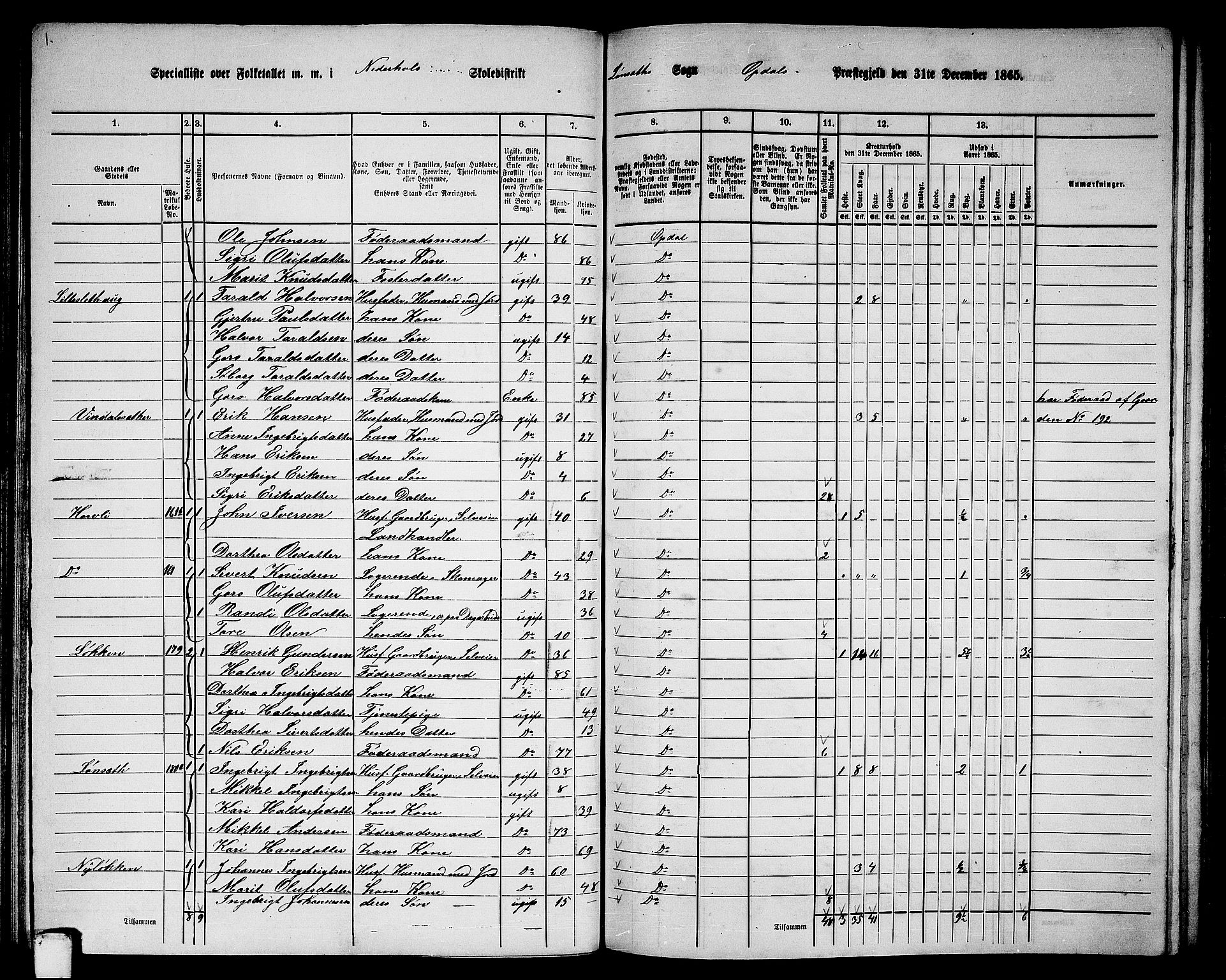 RA, 1865 census for Oppdal, 1865, p. 94