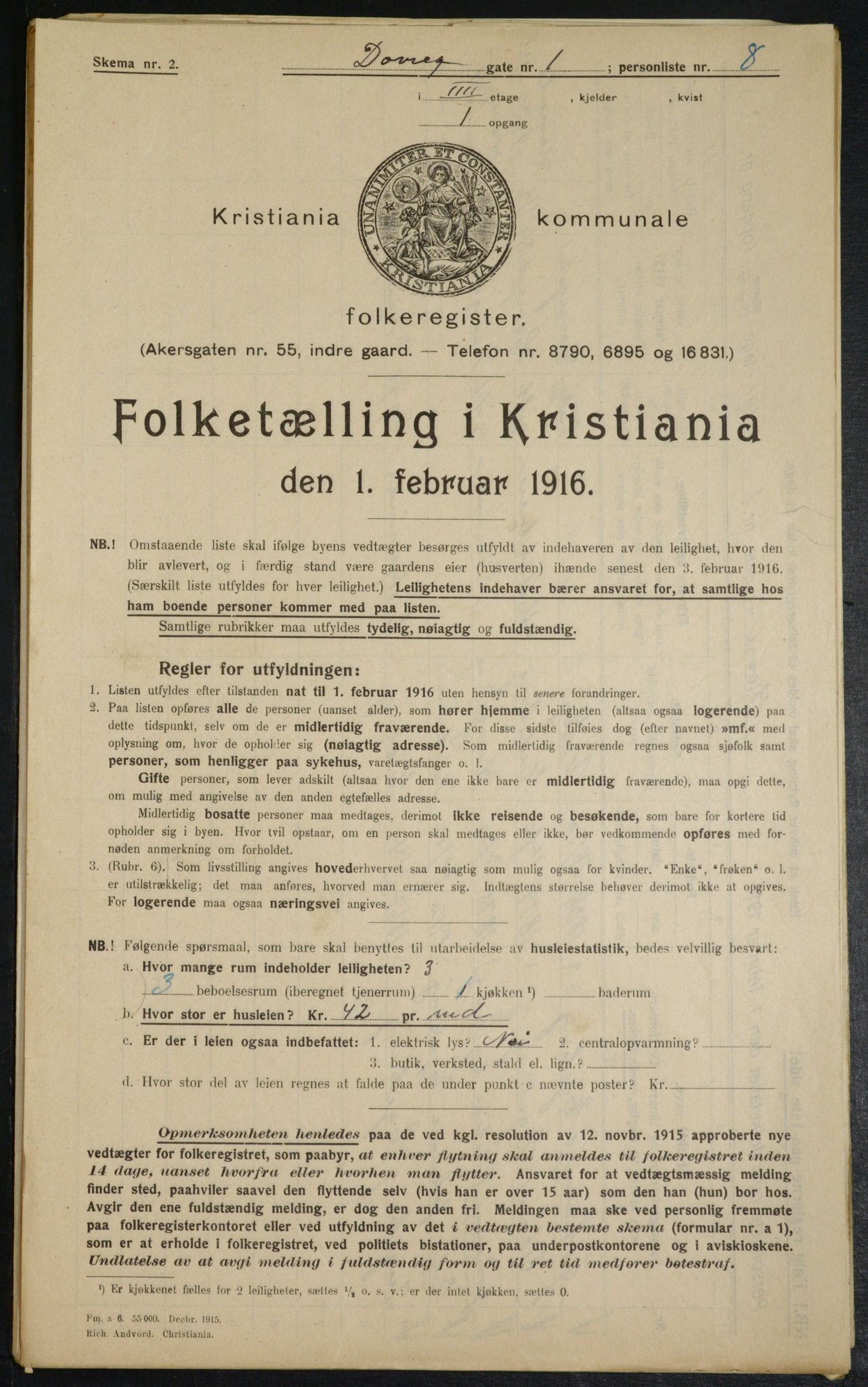 OBA, Municipal Census 1916 for Kristiania, 1916, p. 16094