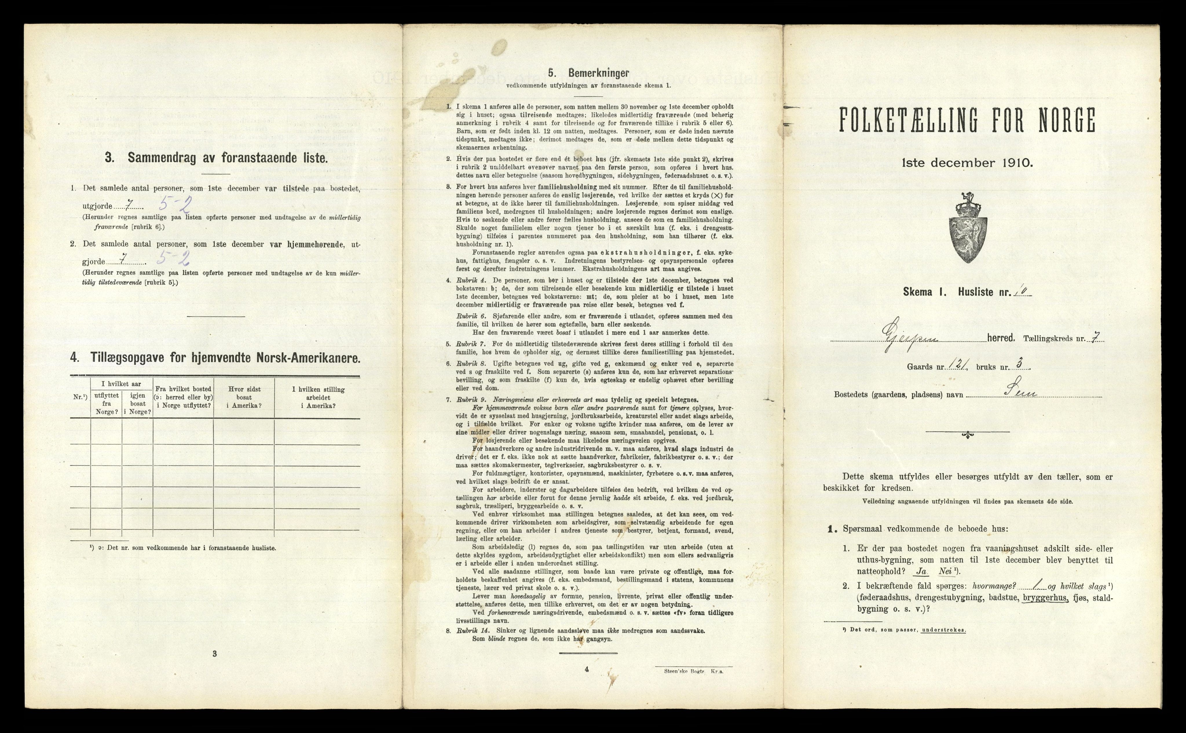 RA, 1910 census for Gjerpen, 1910, p. 883