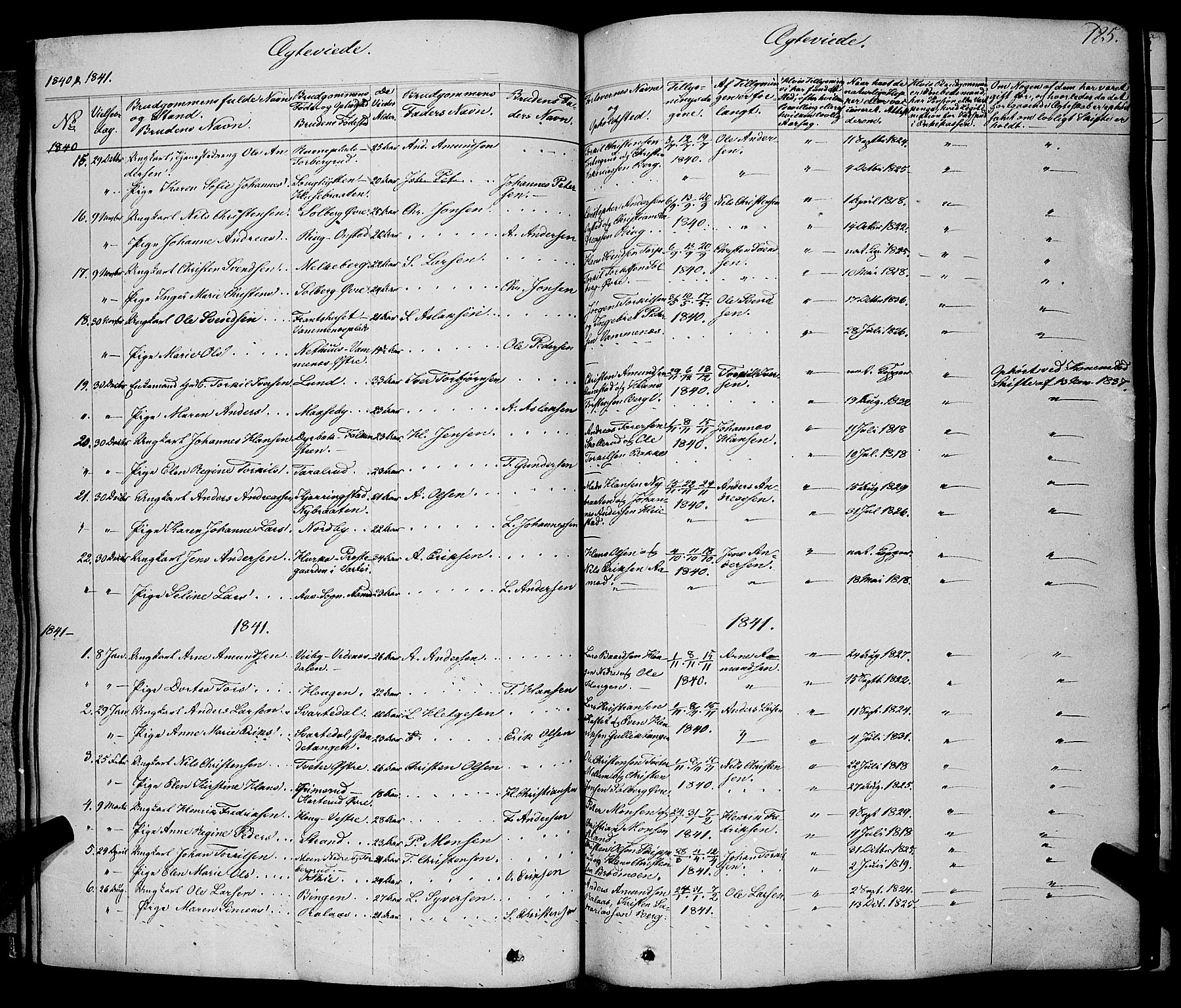 Skiptvet prestekontor Kirkebøker, AV/SAO-A-20009/F/Fa/L0006: Parish register (official) no. 6, 1839-1860, p. 185