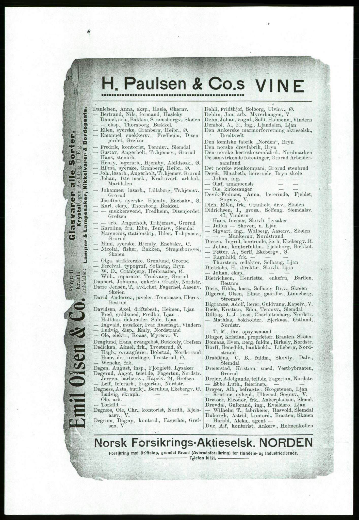 Aker adressebok/adressekalender, PUBL/001/A/001: Akers adressebok, 1916-1917, p. 30