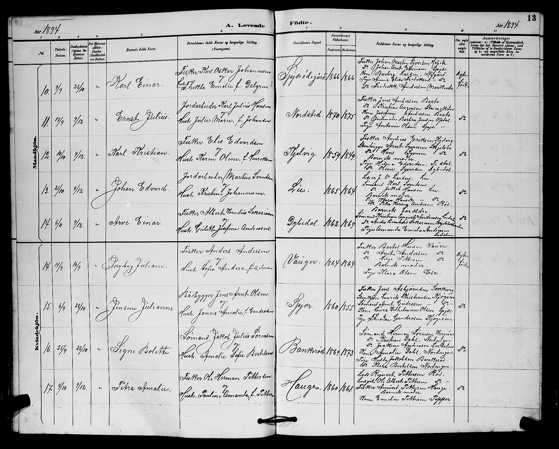 Hvaler prestekontor Kirkebøker, AV/SAO-A-2001/G/Gb/L0001: Parish register (copy) no. II 1, 1892-1904, p. 13