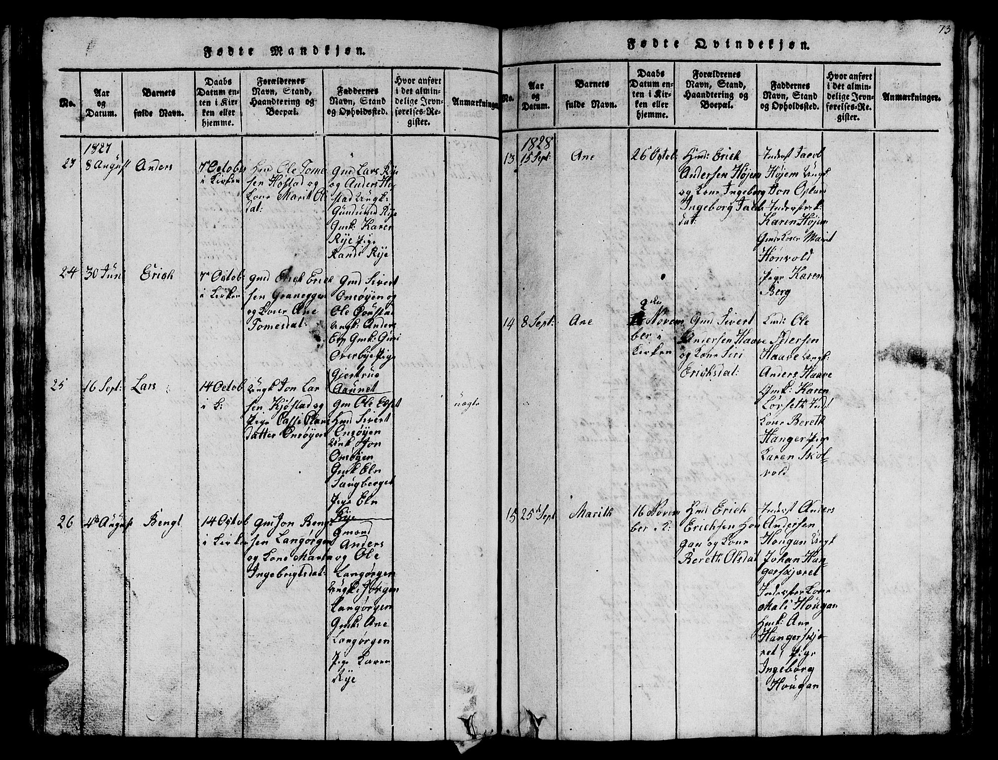 Ministerialprotokoller, klokkerbøker og fødselsregistre - Sør-Trøndelag, SAT/A-1456/612/L0385: Parish register (copy) no. 612C01, 1816-1845, p. 73
