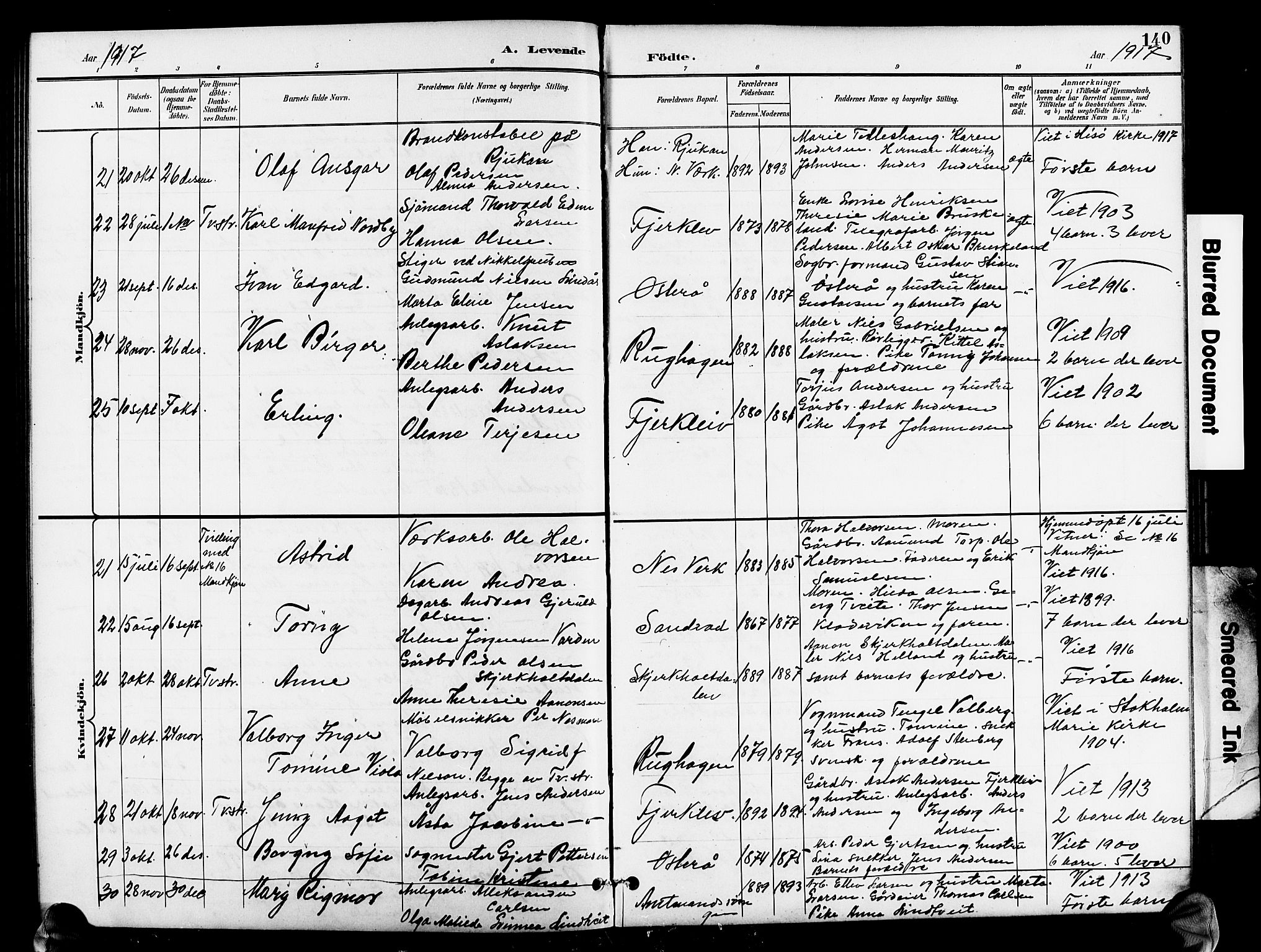 Holt sokneprestkontor, SAK/1111-0021/F/Fb/L0011: Parish register (copy) no. B 11, 1897-1921, p. 140