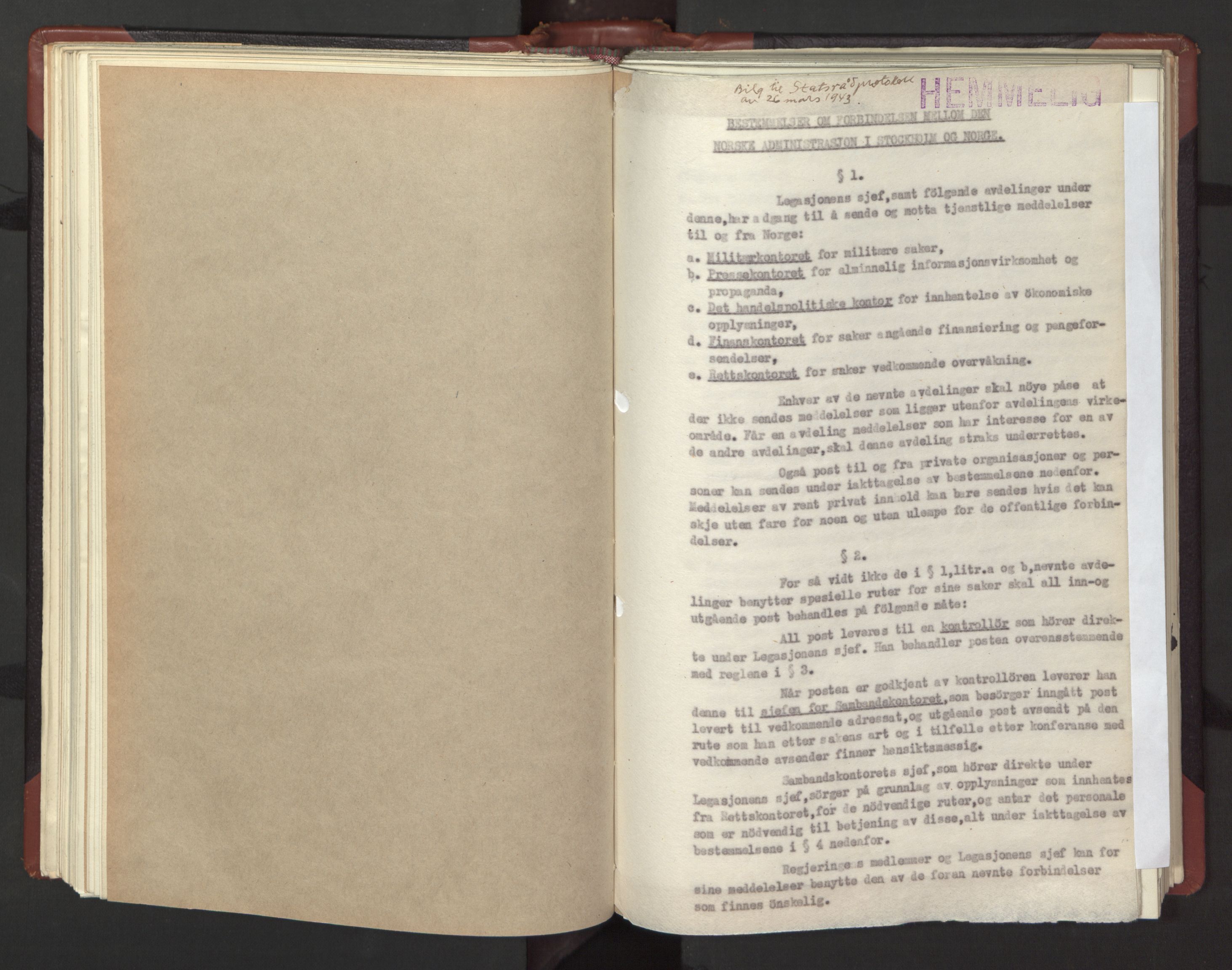 Statsrådssekretariatet, AV/RA-S-1001/A/Ac/L0123: Kgl. res. 15/1-20/12, 1943, p. 97