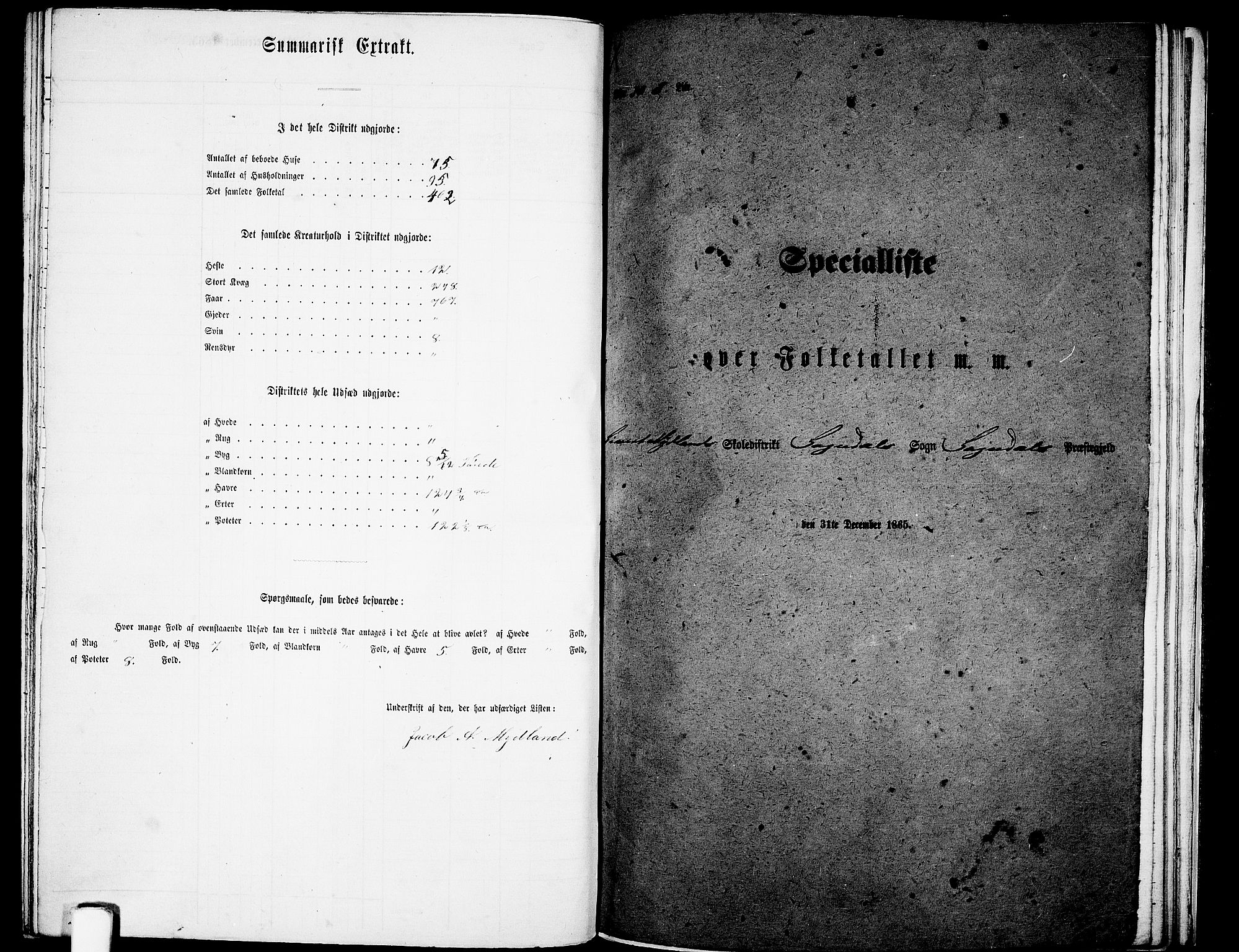 RA, 1865 census for Sokndal, 1865, p. 98