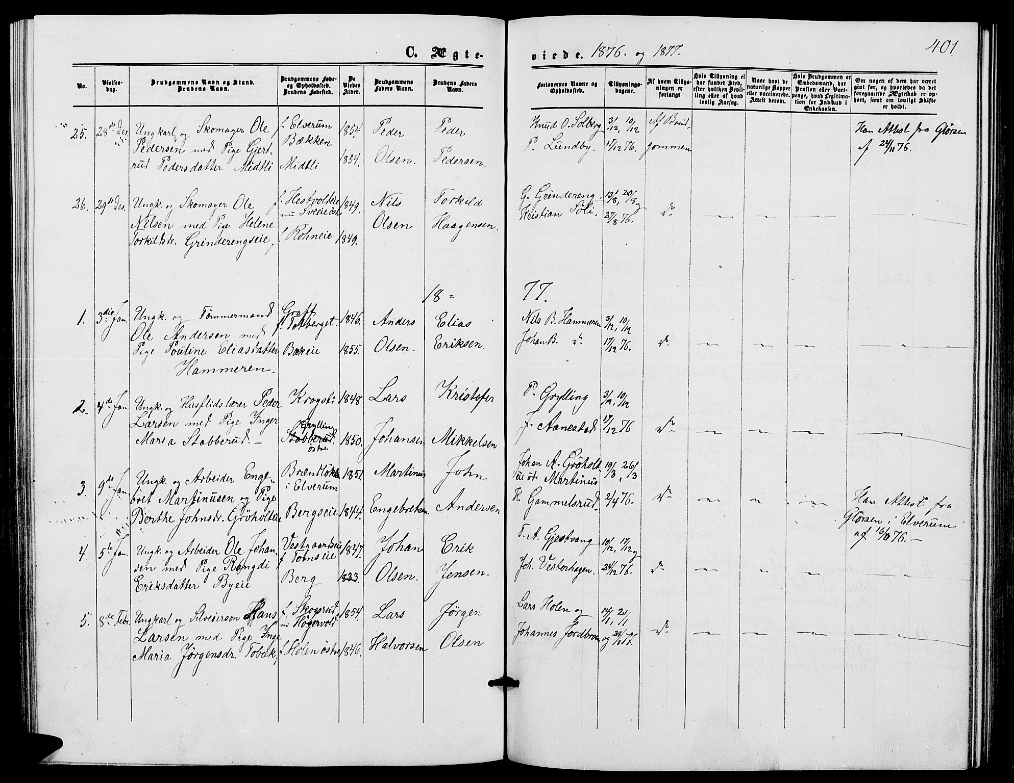 Løten prestekontor, SAH/PREST-022/L/La/L0004: Parish register (copy) no. 4, 1863-1877, p. 401