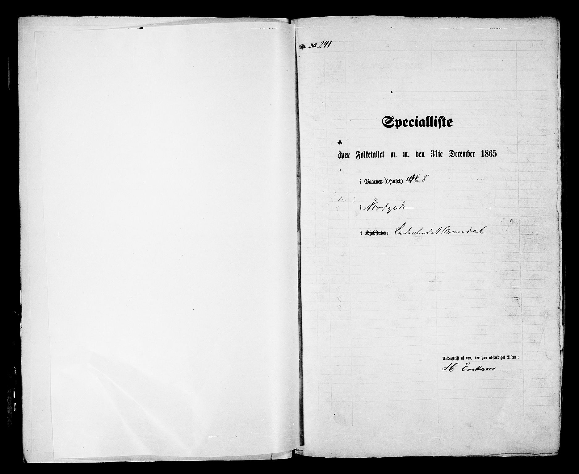 RA, 1865 census for Mandal/Mandal, 1865, p. 487