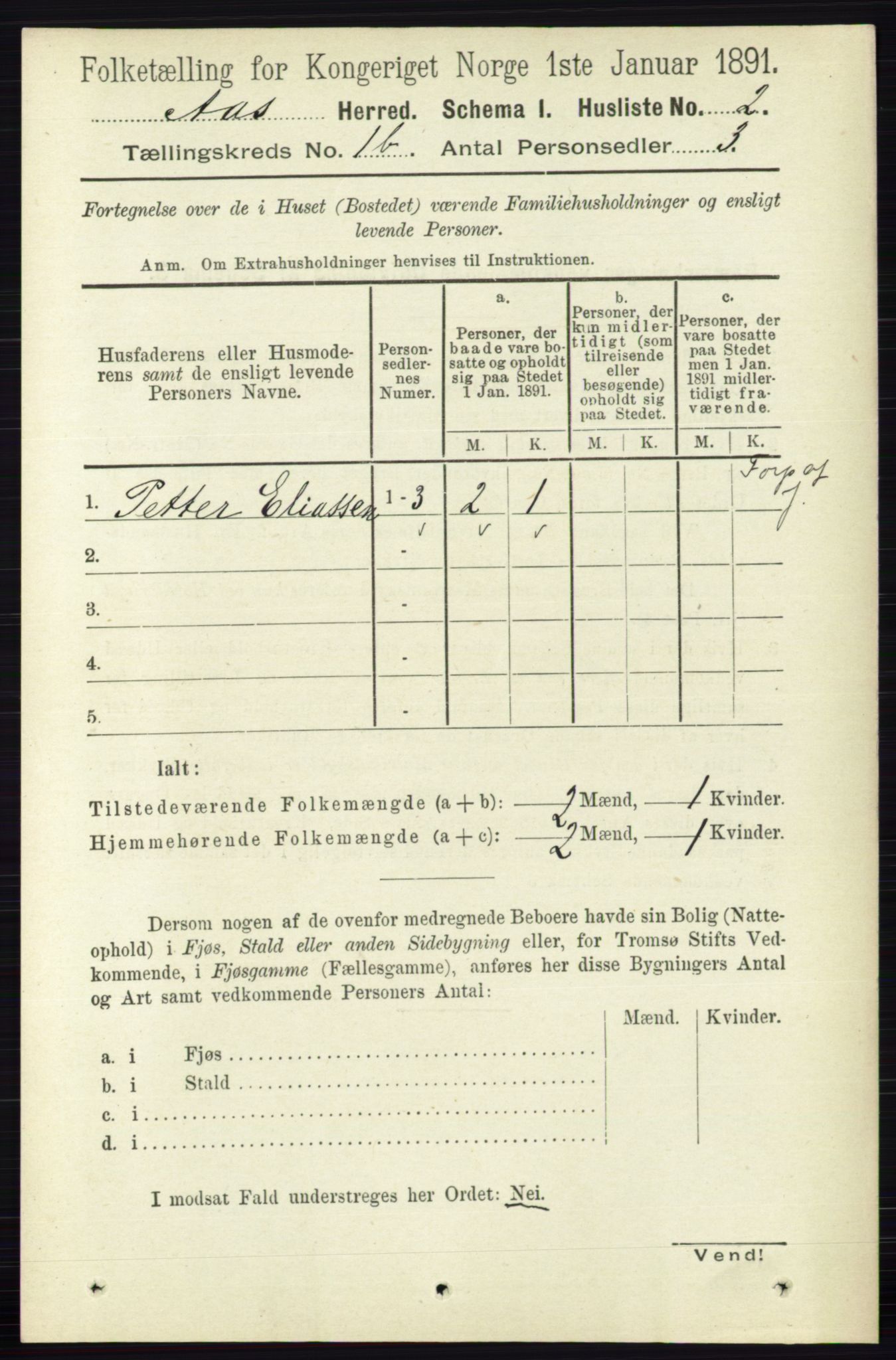 RA, 1891 census for 0214 Ås, 1891, p. 623