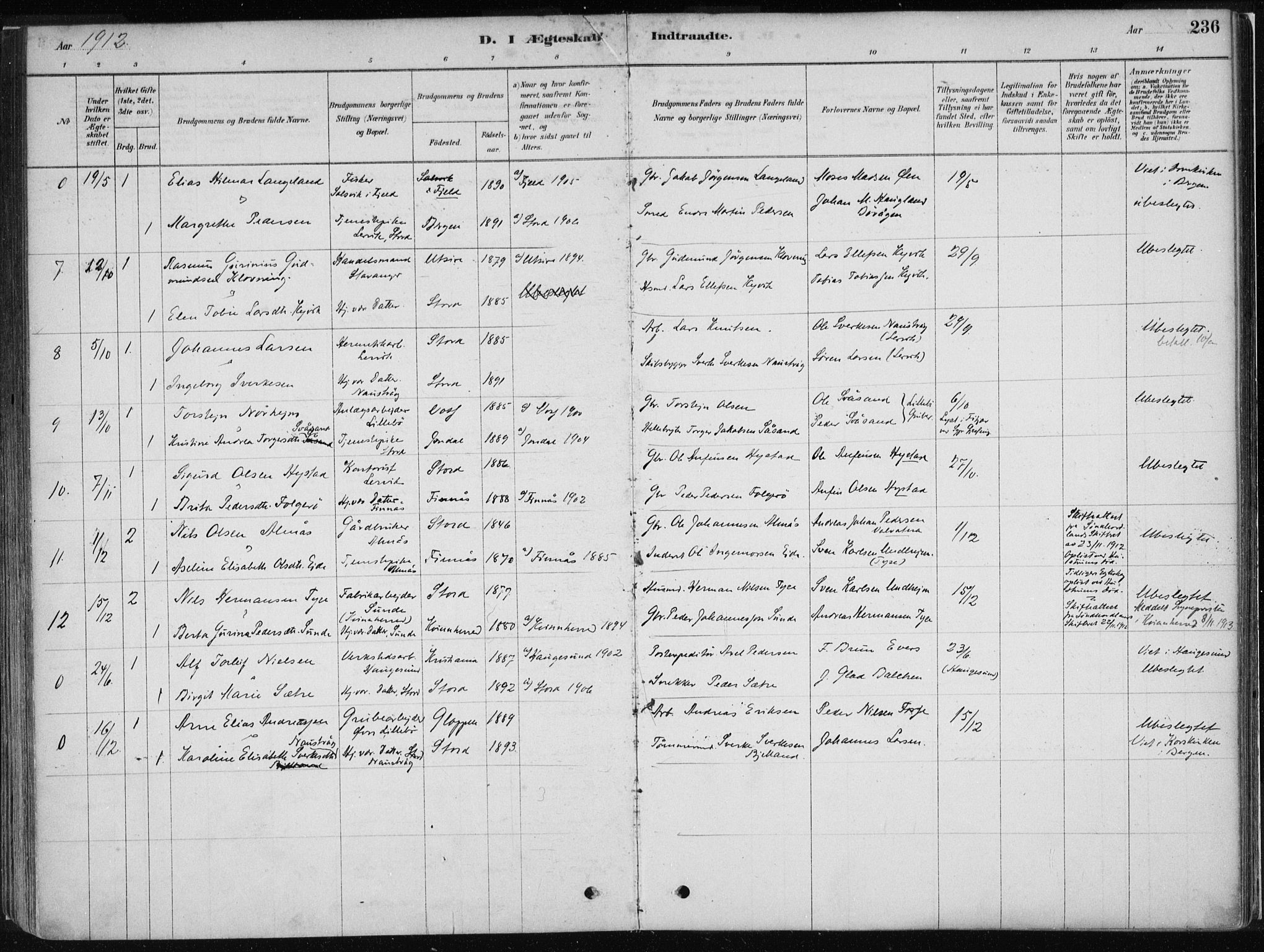 Stord sokneprestembete, AV/SAB-A-78201/H/Haa: Parish register (official) no. B 2, 1878-1913, p. 236