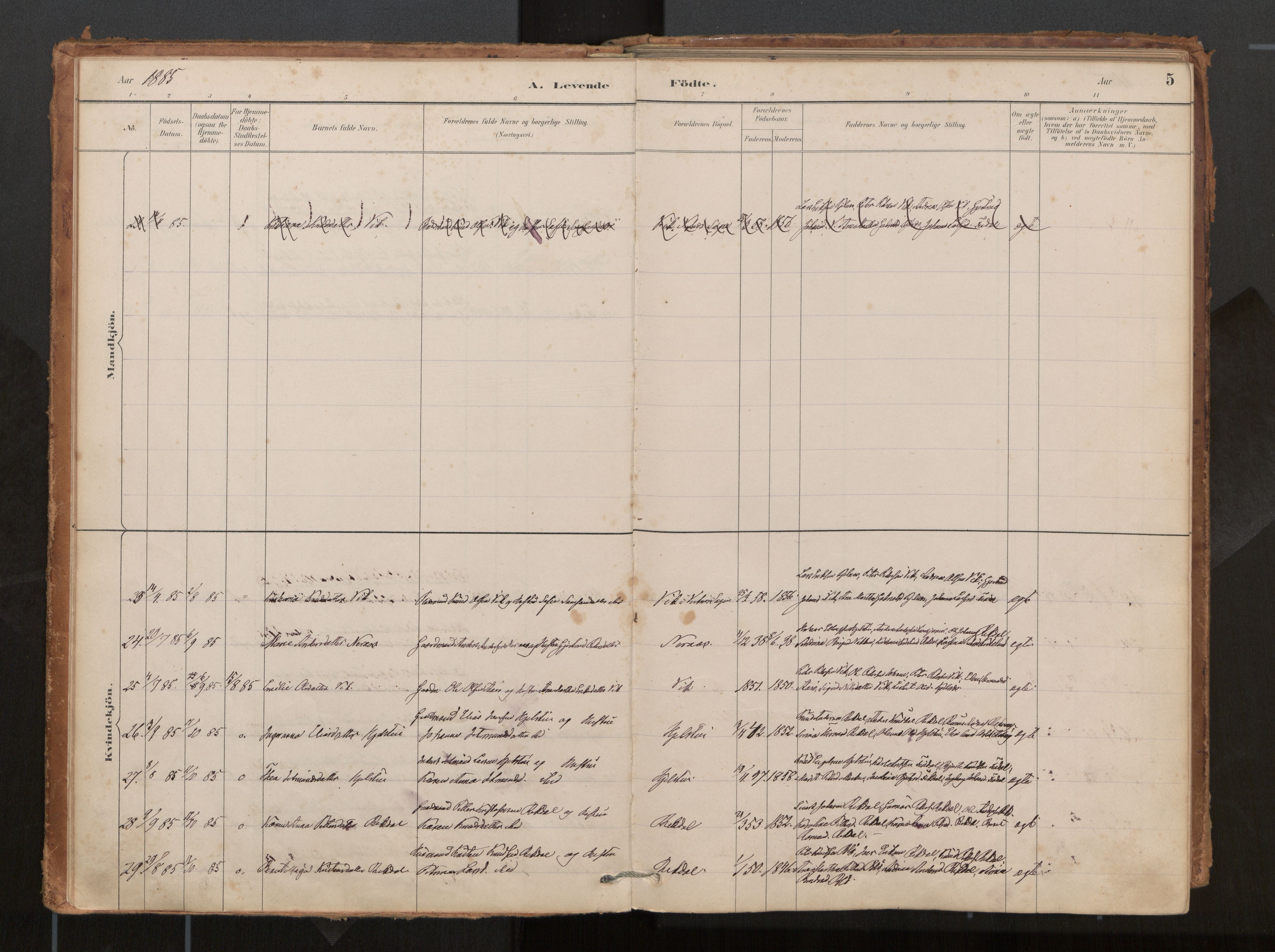 Ministerialprotokoller, klokkerbøker og fødselsregistre - Møre og Romsdal, AV/SAT-A-1454/540/L0540a: Parish register (official) no. 540A02, 1884-1908, p. 5