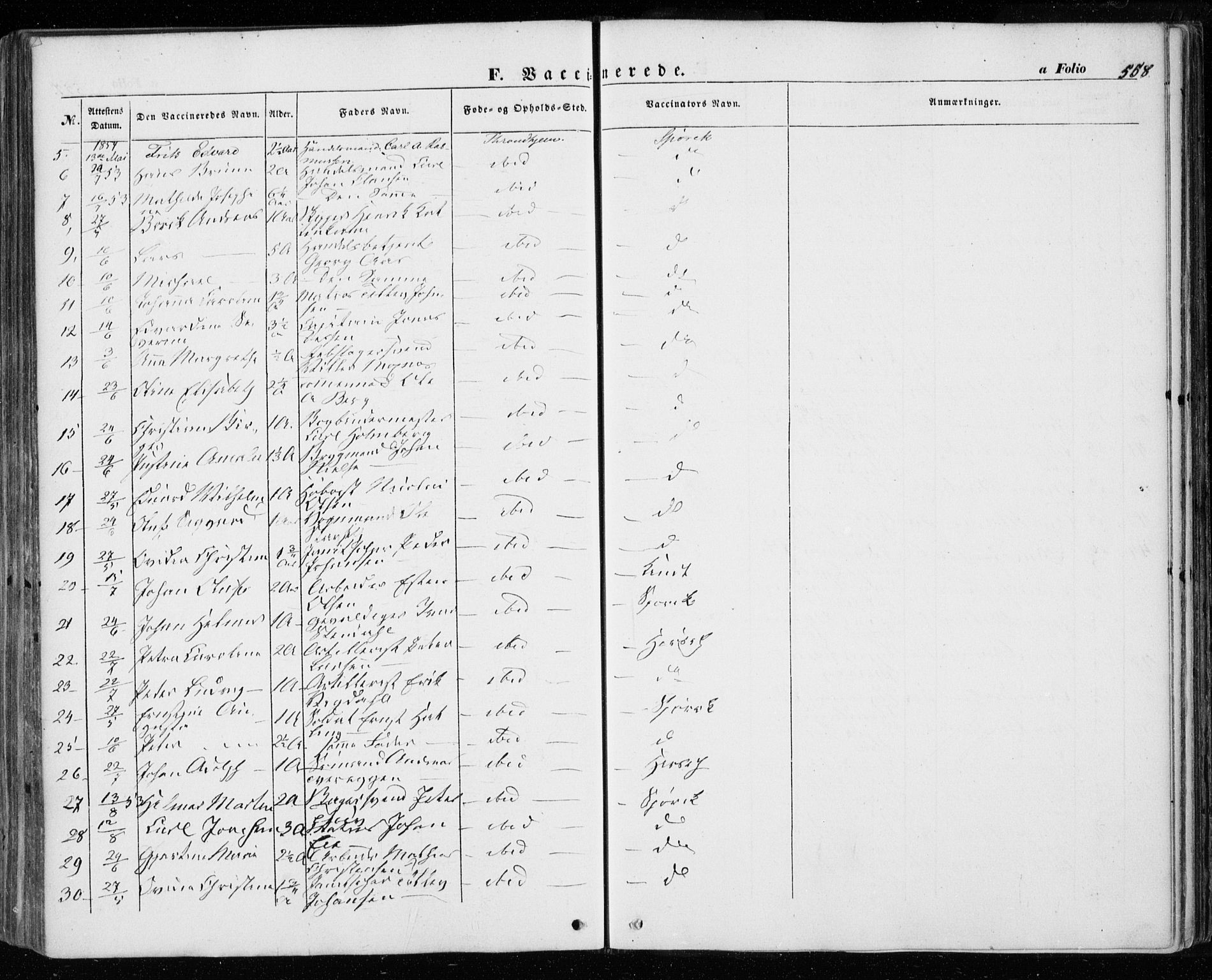 Ministerialprotokoller, klokkerbøker og fødselsregistre - Sør-Trøndelag, AV/SAT-A-1456/601/L0051: Parish register (official) no. 601A19, 1848-1857, p. 558