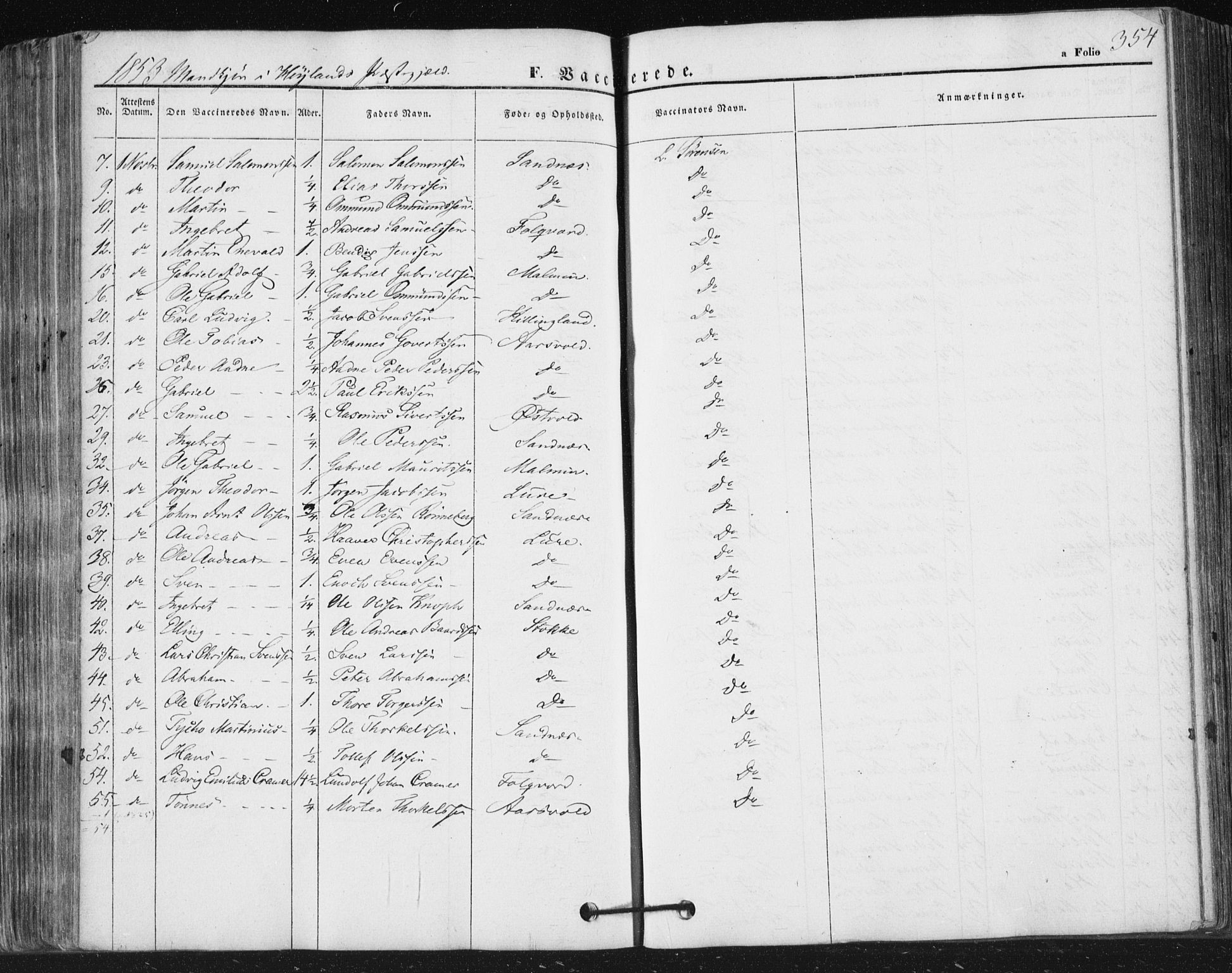 Høyland sokneprestkontor, SAST/A-101799/001/30BA/L0008: Parish register (official) no. A 8, 1841-1856, p. 354
