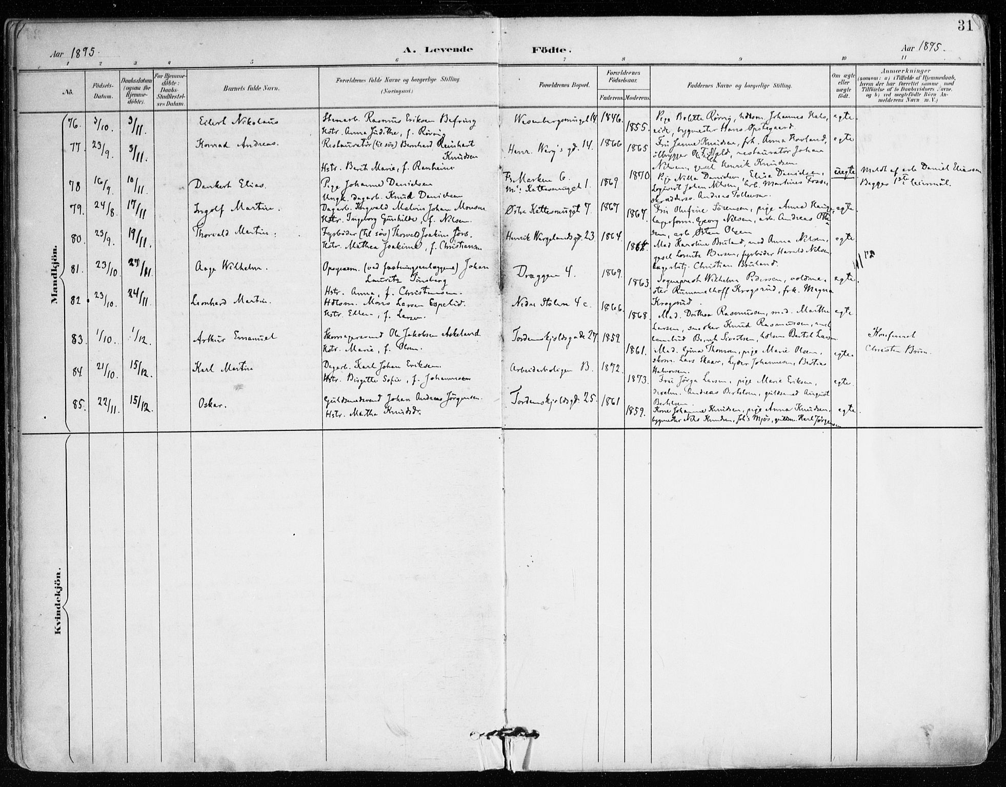 Mariakirken Sokneprestembete, AV/SAB-A-76901/H/Haa/L0008: Parish register (official) no. A 8, 1893-1942, p. 31