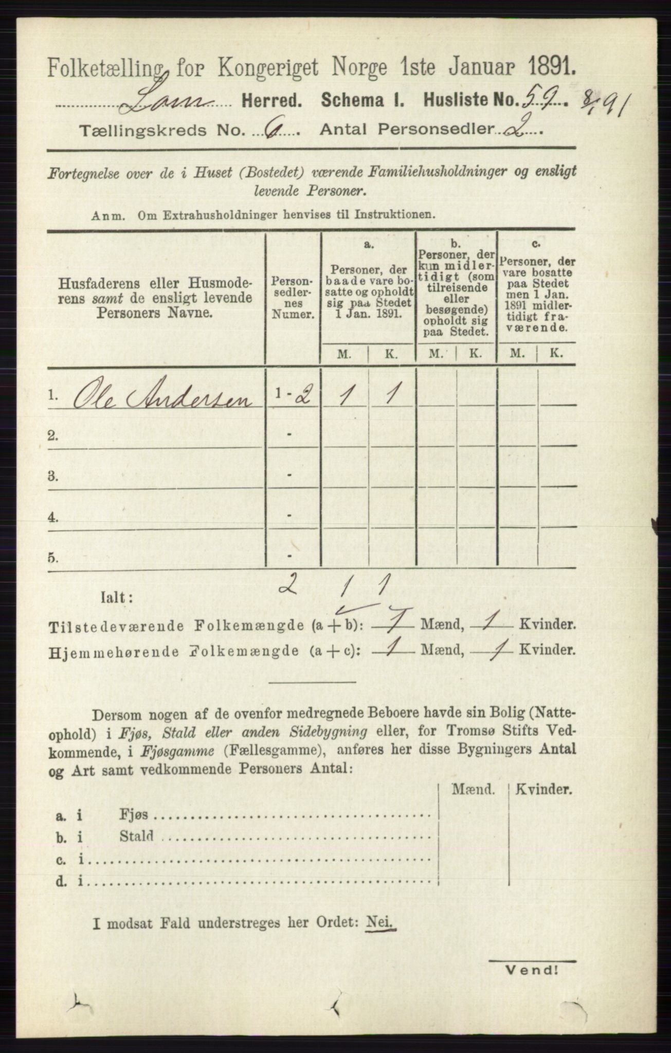 RA, 1891 census for 0514 Lom, 1891, p. 2362