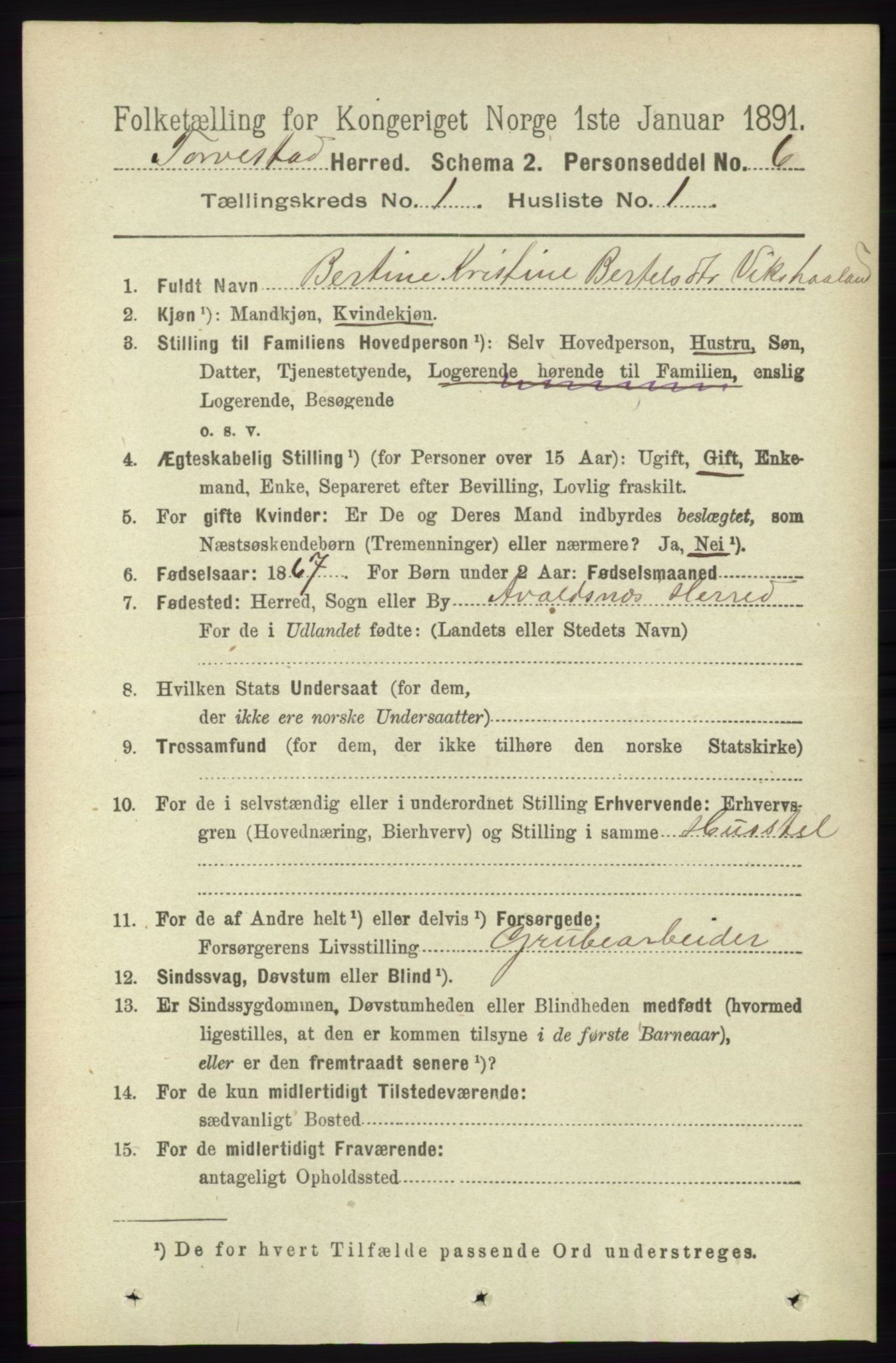 RA, 1891 census for 1152 Torvastad, 1891, p. 91