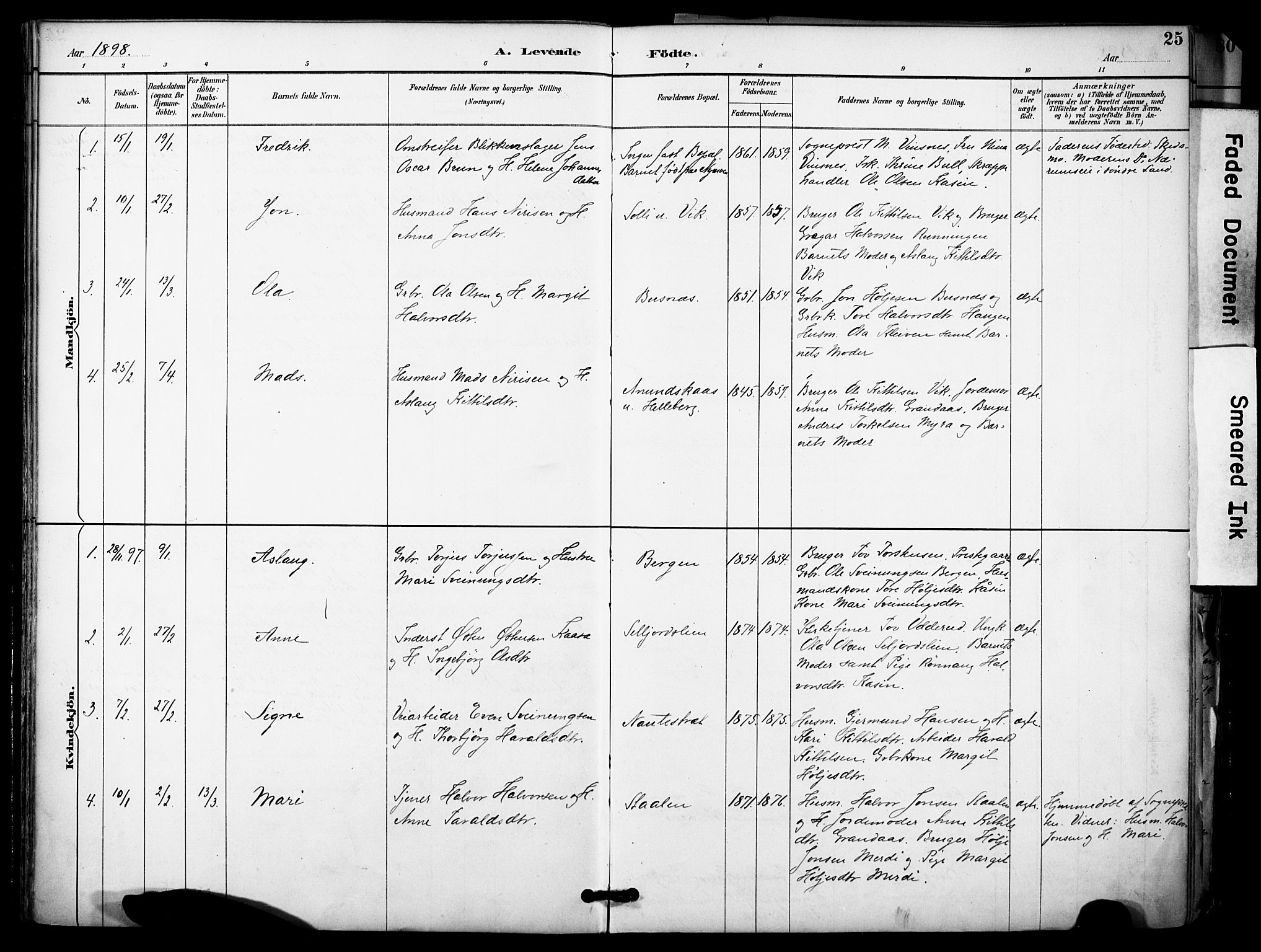 Gransherad kirkebøker, SAKO/A-267/F/Fa/L0005: Parish register (official) no. I 5, 1887-1916, p. 25