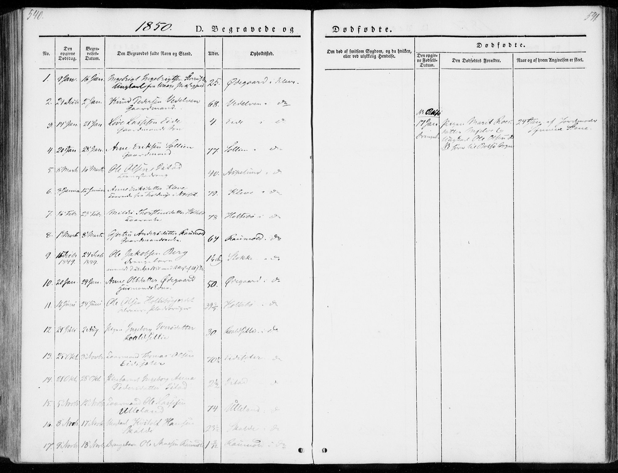 Ministerialprotokoller, klokkerbøker og fødselsregistre - Møre og Romsdal, AV/SAT-A-1454/557/L0680: Parish register (official) no. 557A02, 1843-1869, p. 540-541