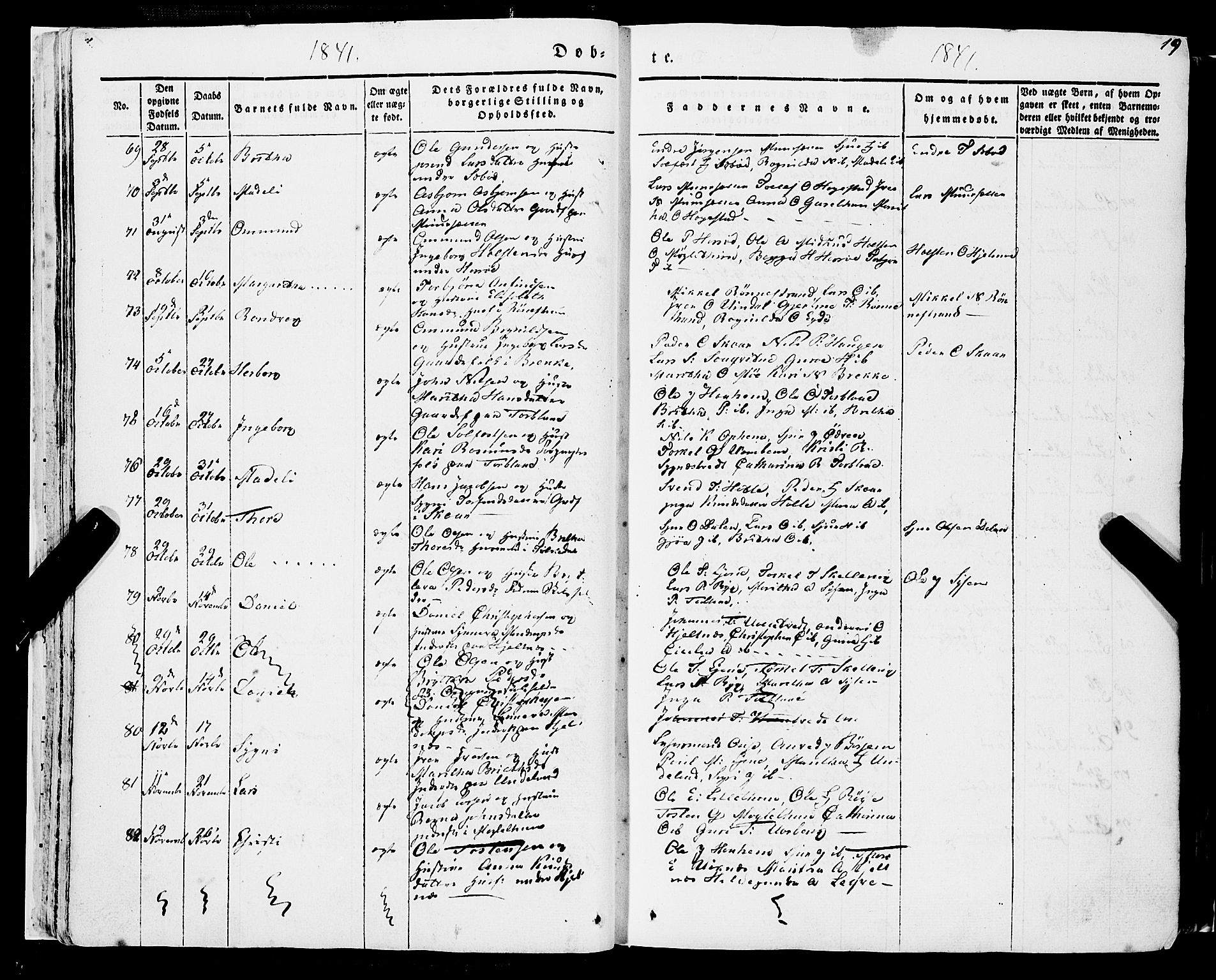 Ulvik sokneprestembete, AV/SAB-A-78801/H/Haa: Parish register (official) no. A 12, 1839-1853, p. 19