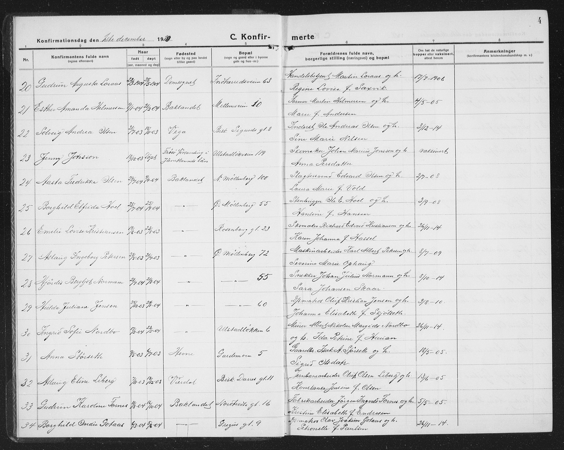 Ministerialprotokoller, klokkerbøker og fødselsregistre - Sør-Trøndelag, SAT/A-1456/605/L0258: Parish register (copy) no. 605C05, 1918-1930, p. 4