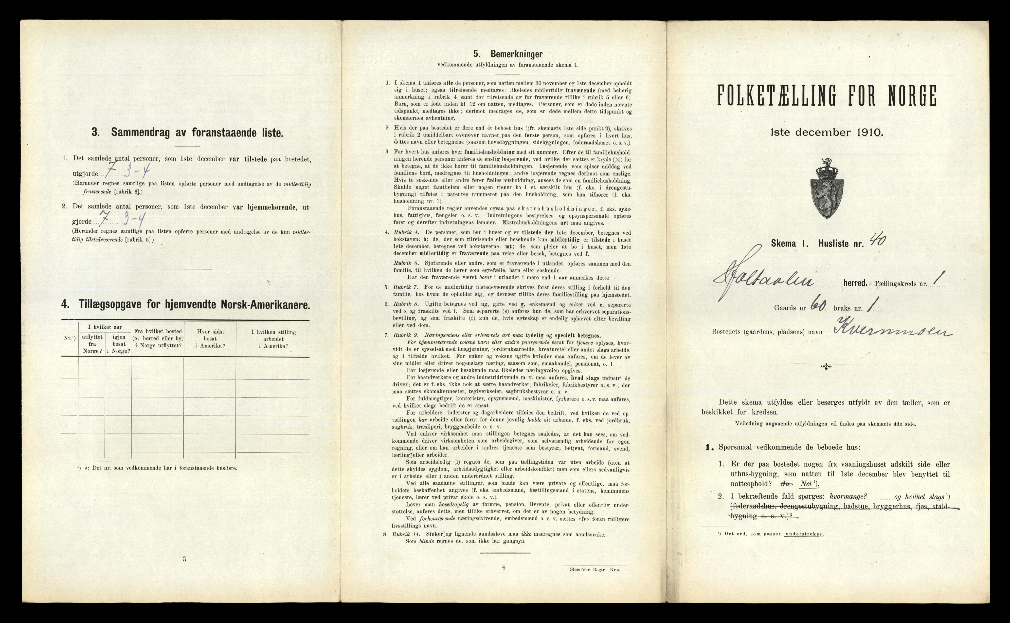 RA, 1910 census for Haltdalen, 1910, p. 98