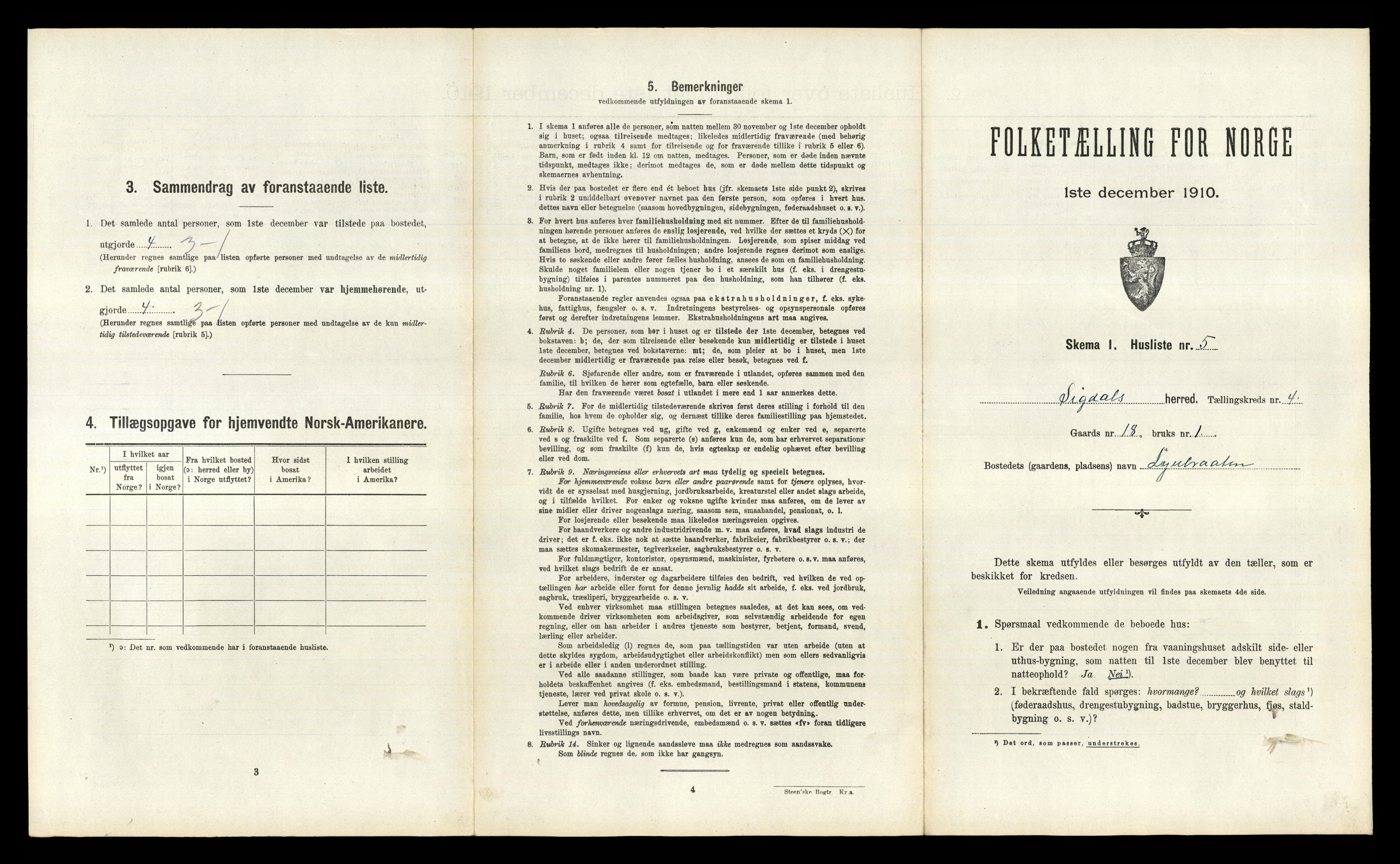 RA, 1910 census for Sigdal, 1910, p. 364