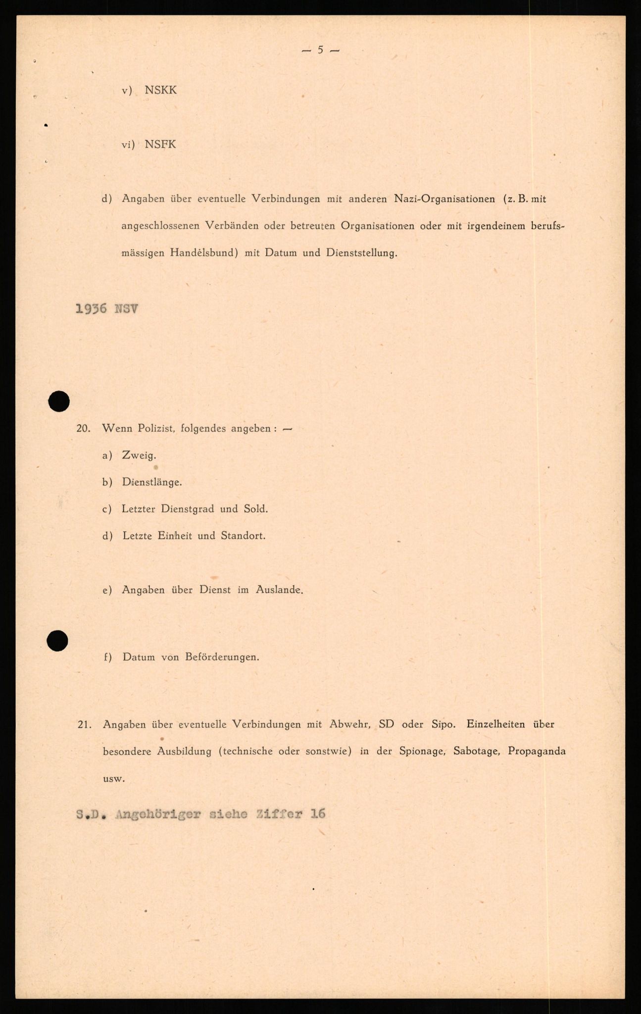 Forsvaret, Forsvarets overkommando II, RA/RAFA-3915/D/Db/L0029: CI Questionaires. Tyske okkupasjonsstyrker i Norge. Tyskere., 1945-1946, p. 350