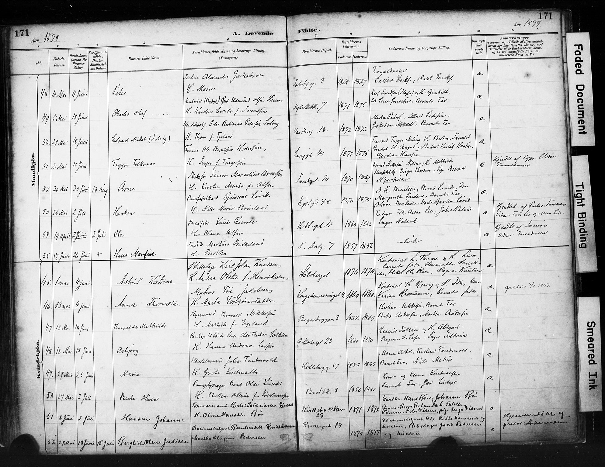 St. Petri sokneprestkontor, AV/SAST-A-101813/001/30/30BA/L0019: Parish register (official) no. A 20, 1888-1901, p. 171