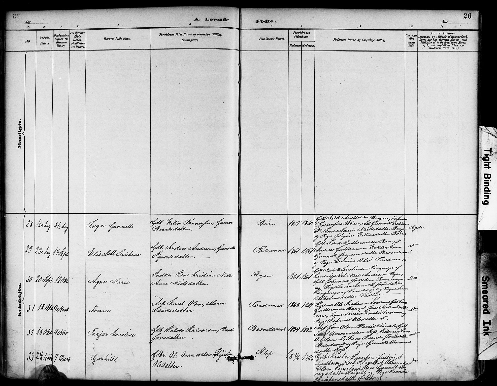 Tveit sokneprestkontor, AV/SAK-1111-0043/F/Fb/L0004: Parish register (copy) no. B 4, 1887-1914, p. 26