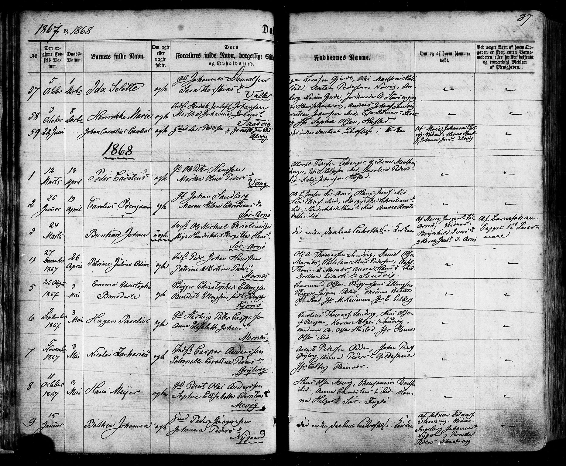 Ministerialprotokoller, klokkerbøker og fødselsregistre - Nordland, SAT/A-1459/805/L0098: Parish register (official) no. 805A05, 1862-1879, p. 37