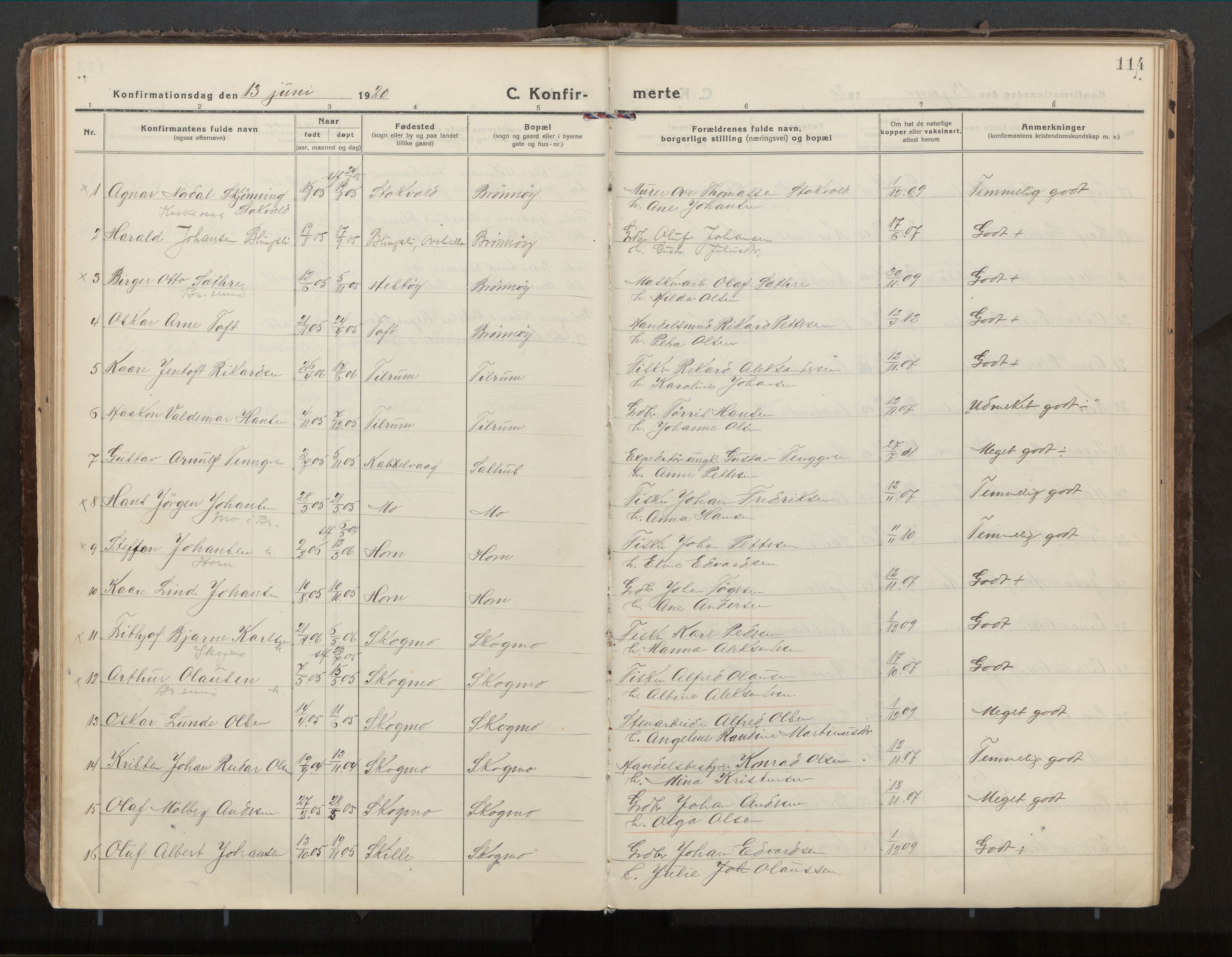 Ministerialprotokoller, klokkerbøker og fødselsregistre - Nordland, SAT/A-1459/813/L0207a: Parish register (official) no. 813A18, 1919-1927, p. 114