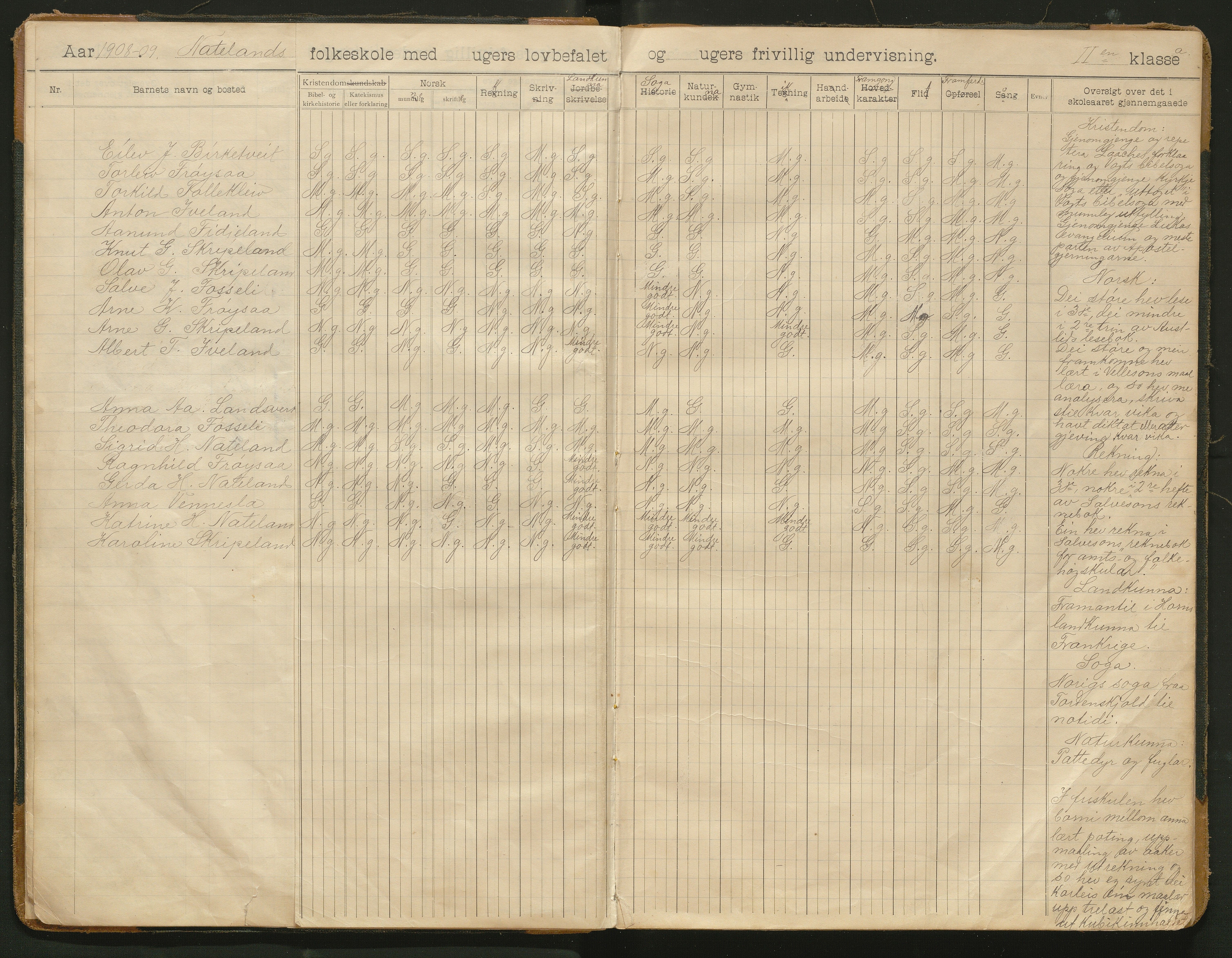 Iveland kommune, De enkelte kretsene/Skolene, AAKS/KA0935-550/A_8/L0005: Dagbok for Nateland og Grosås krets, 1905-1953